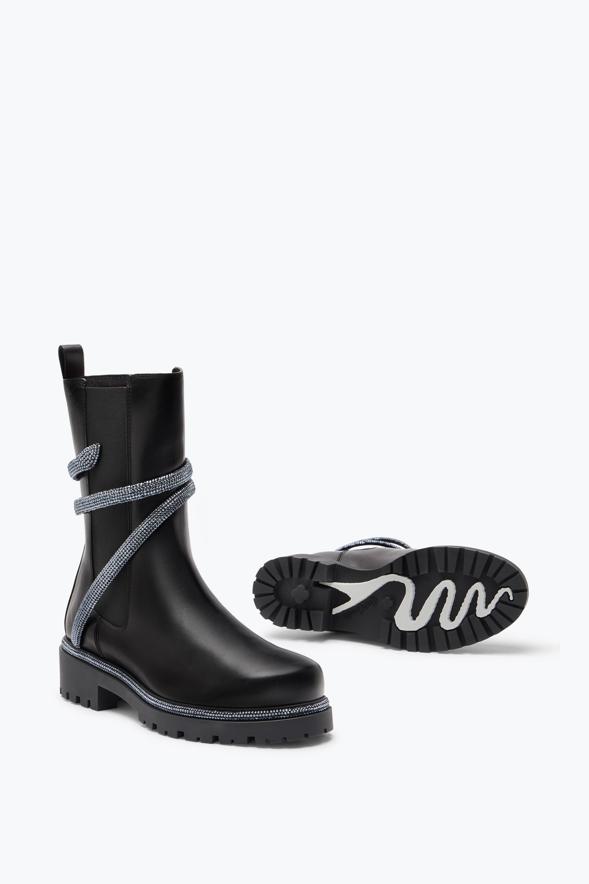 René Caovilla Cleo Black Biker Boot With Crystals 25 In Black