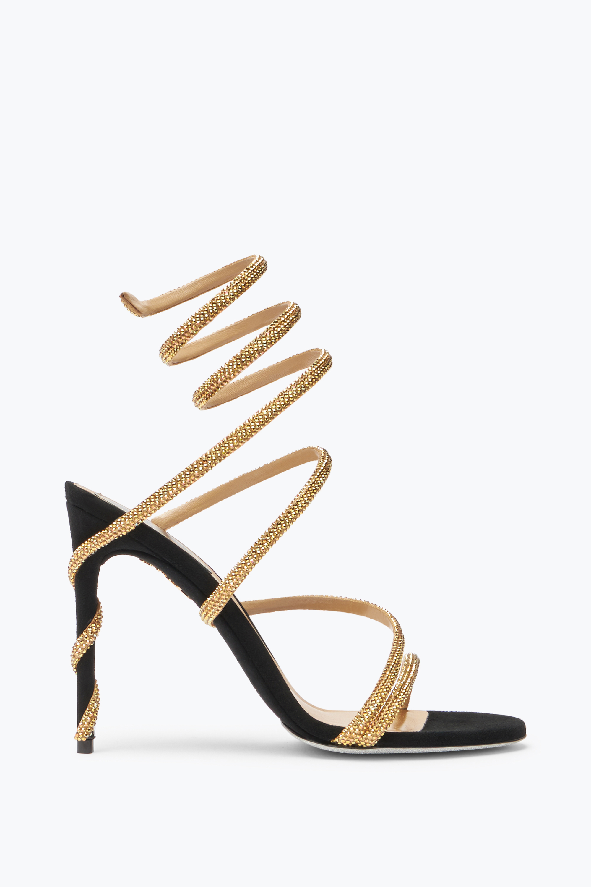 René Caovilla Crystal-embellished Stiletto Sandals With Spiraled Strap