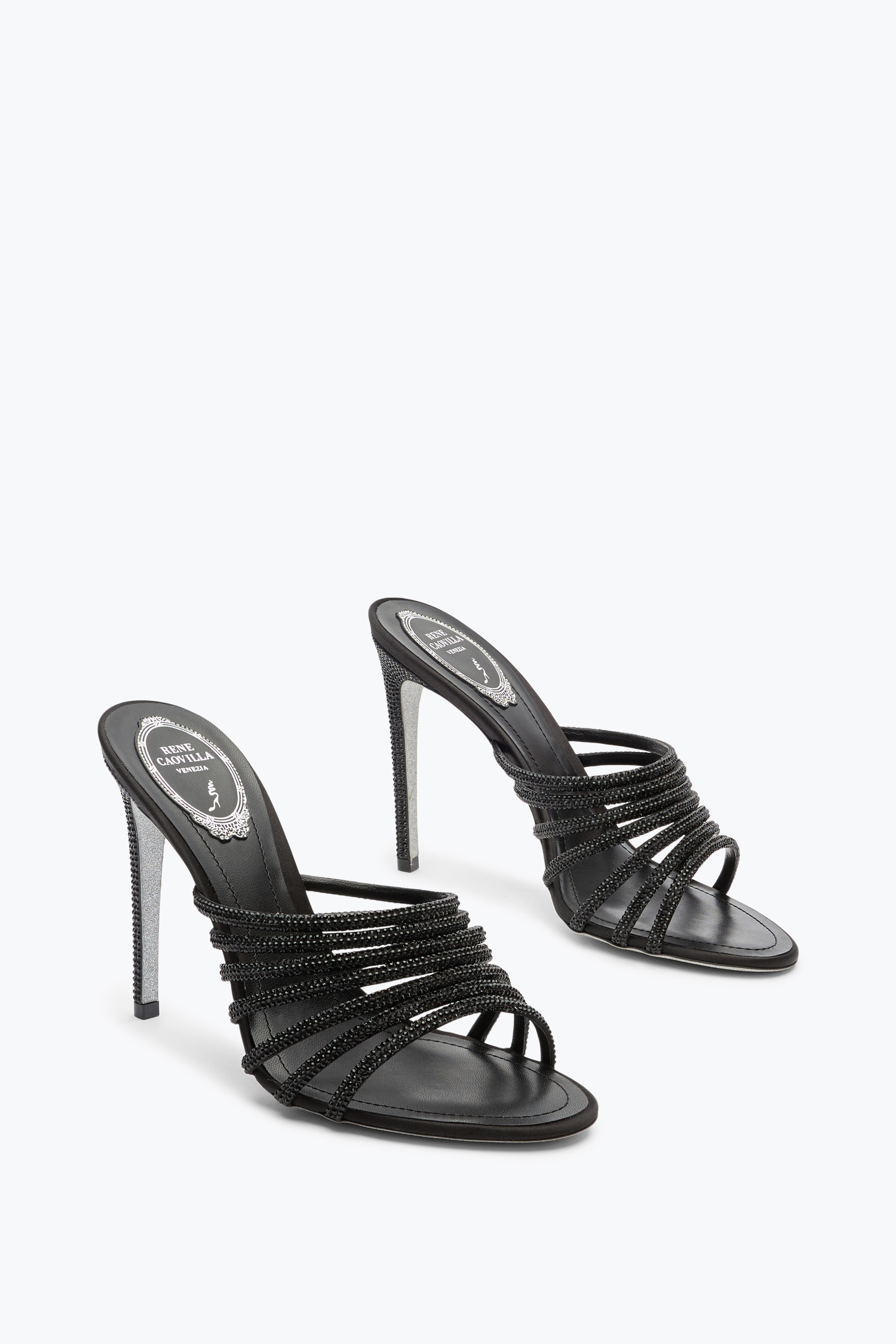 René Caovilla Full Trim Black Mule 105