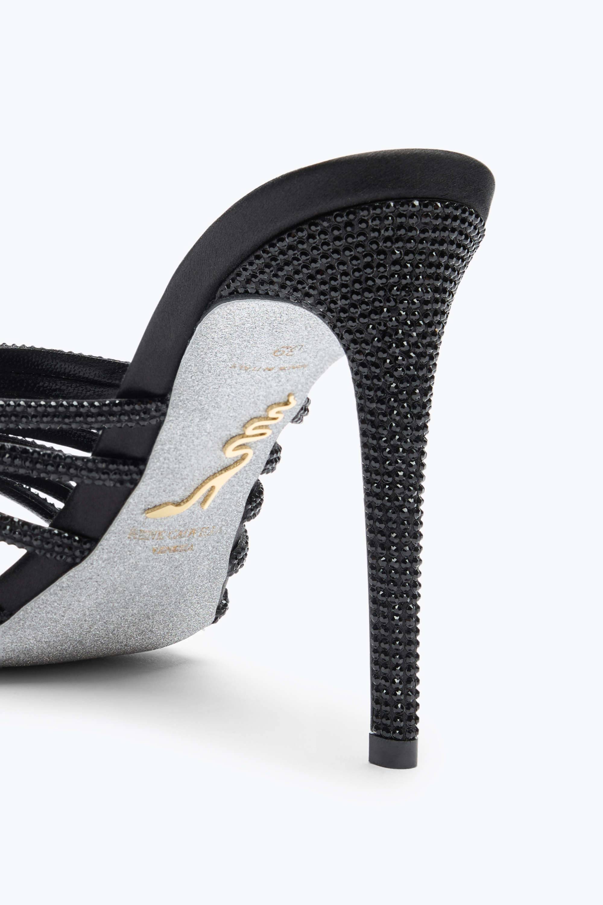René Caovilla Full Trim Black Mule 105