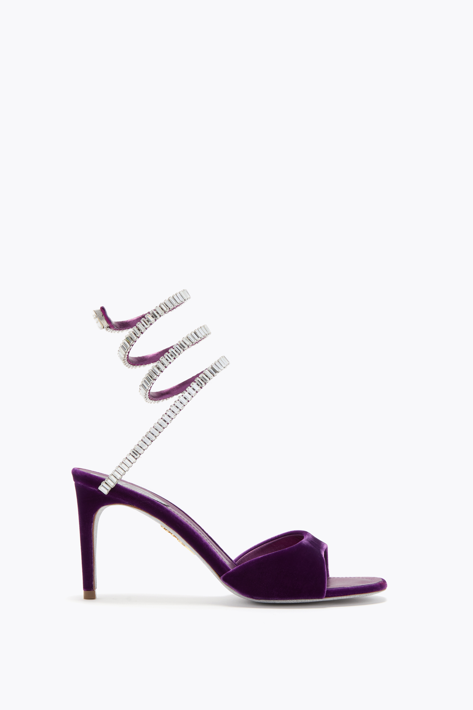 René Caovilla Cleo Spark Sandal In Porpora Velvet 80 In Red