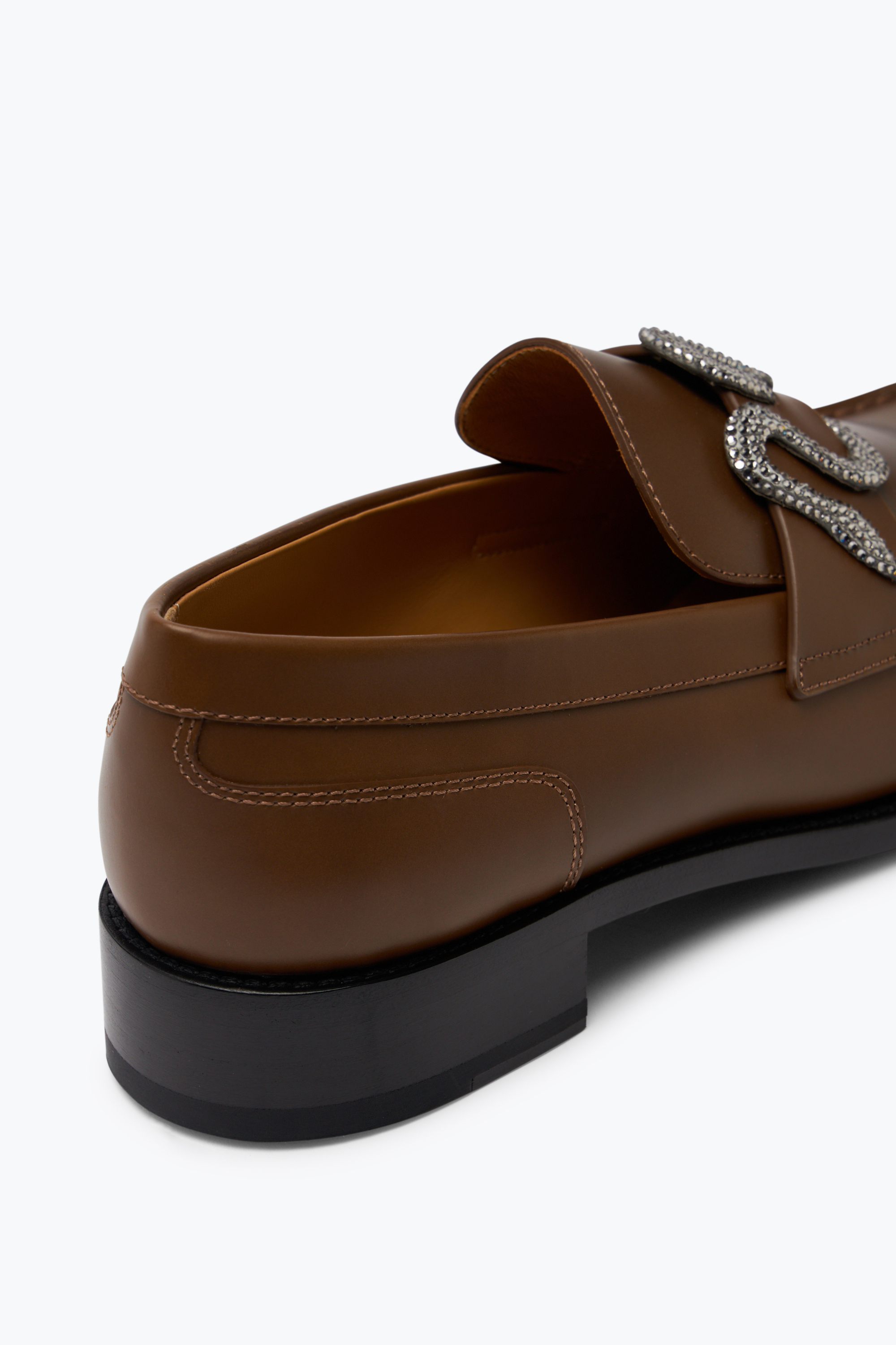 Shop René Caovilla Morgana Brown Loafer With Silver Crystal 20