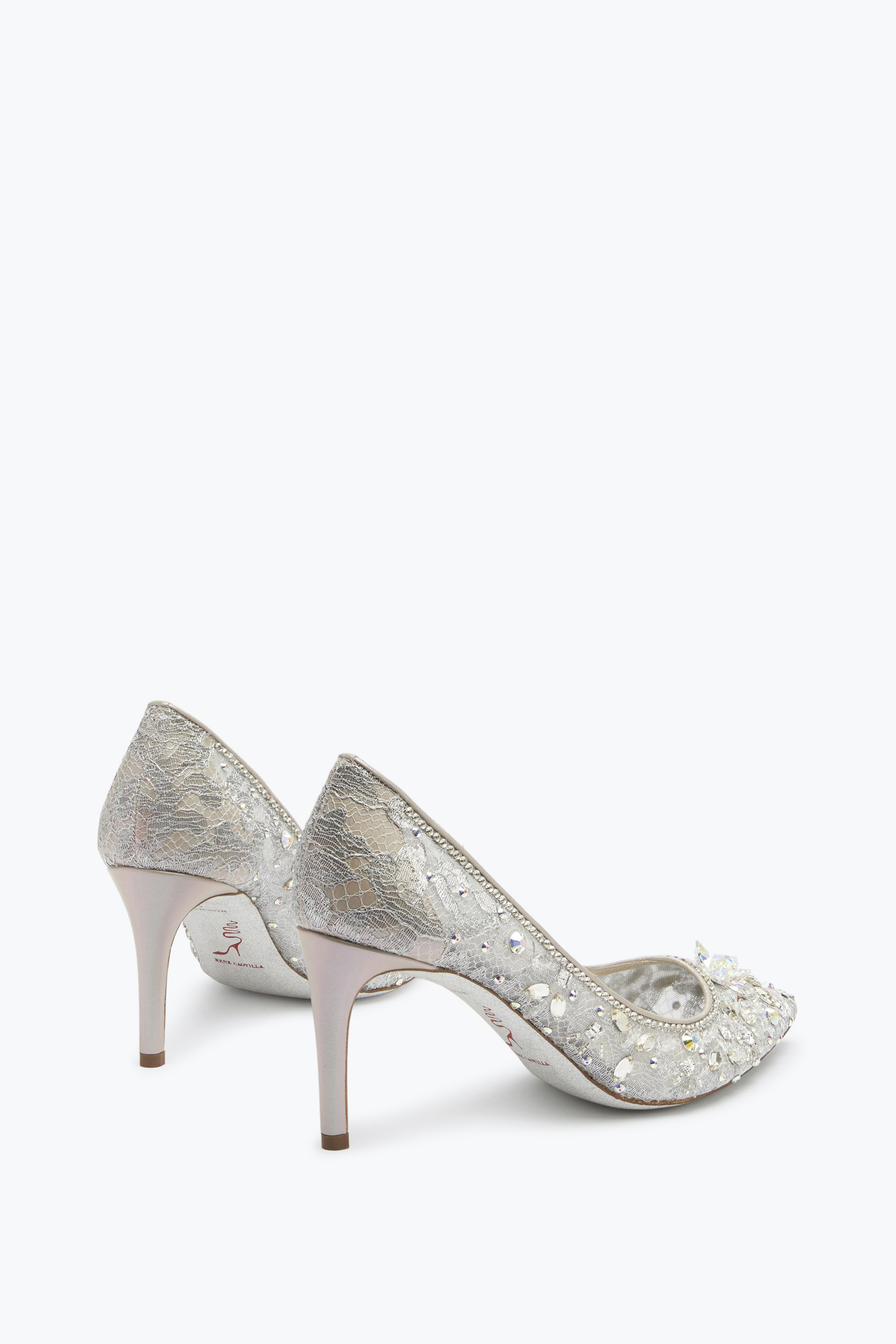 René Caovilla Grey Pointed Pumps Cinderella