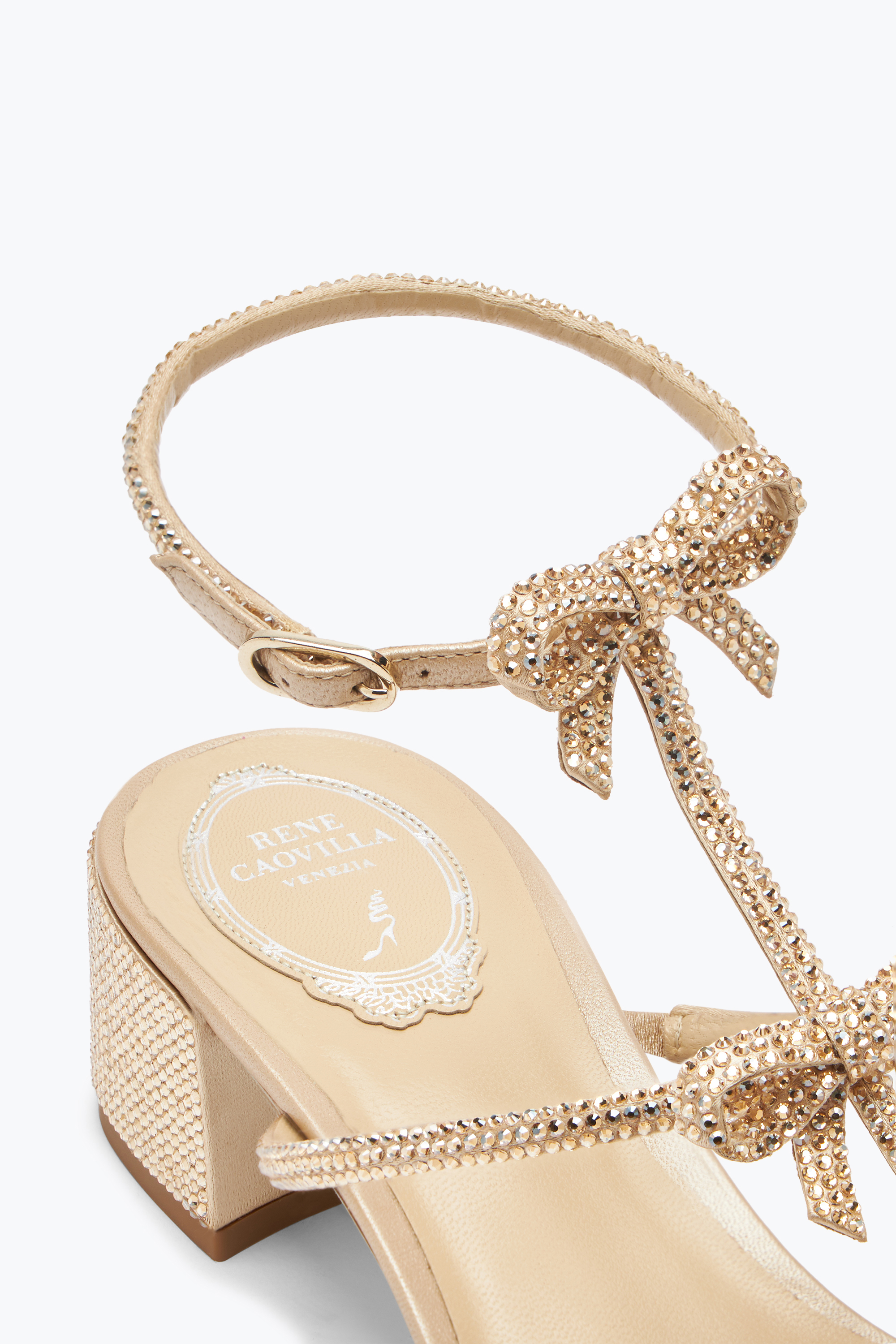 René Caovilla Caterina Crystal Beige Sandal 35