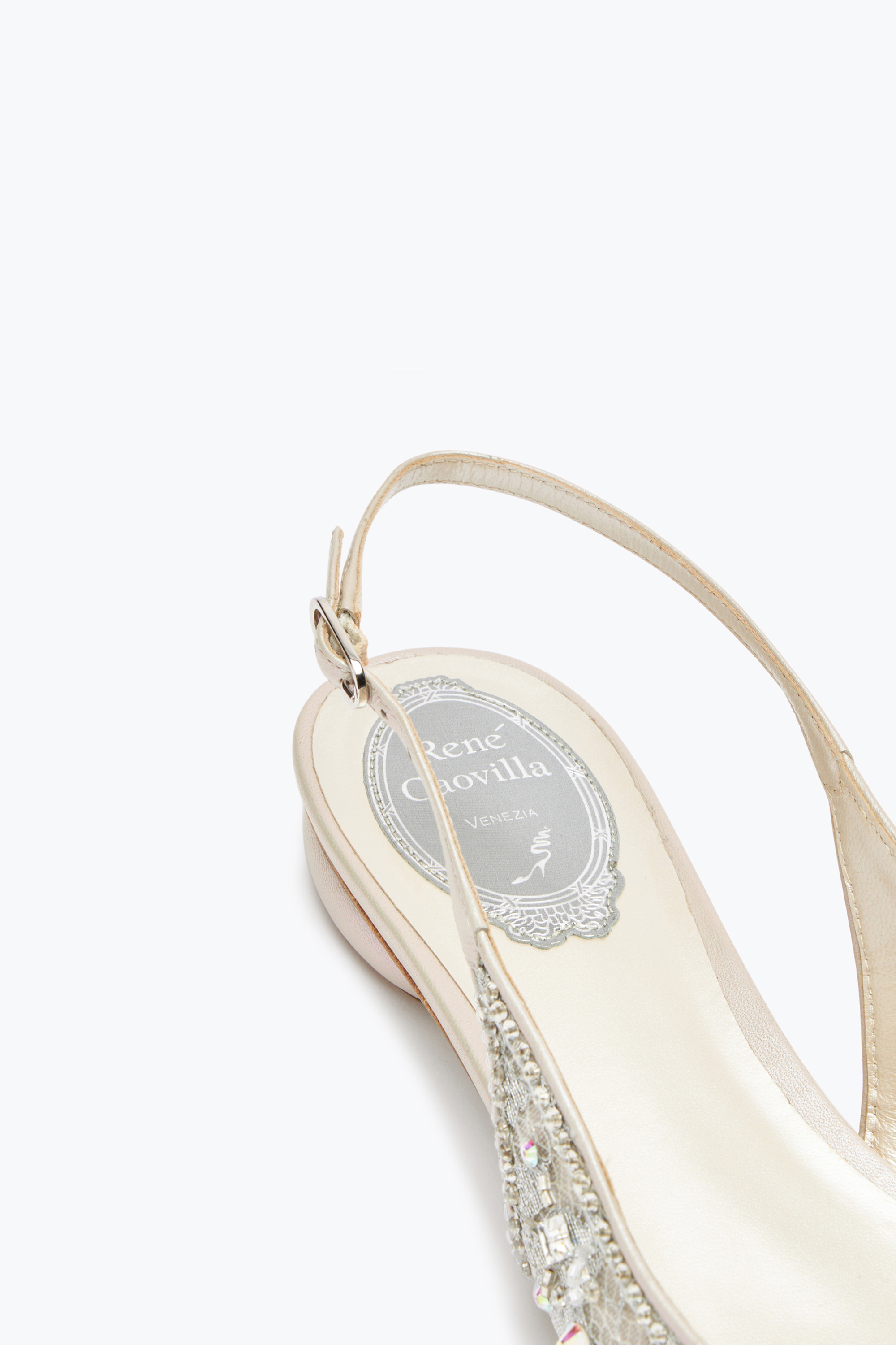 René Caovilla Grey Flat Slingbacks Cinderella