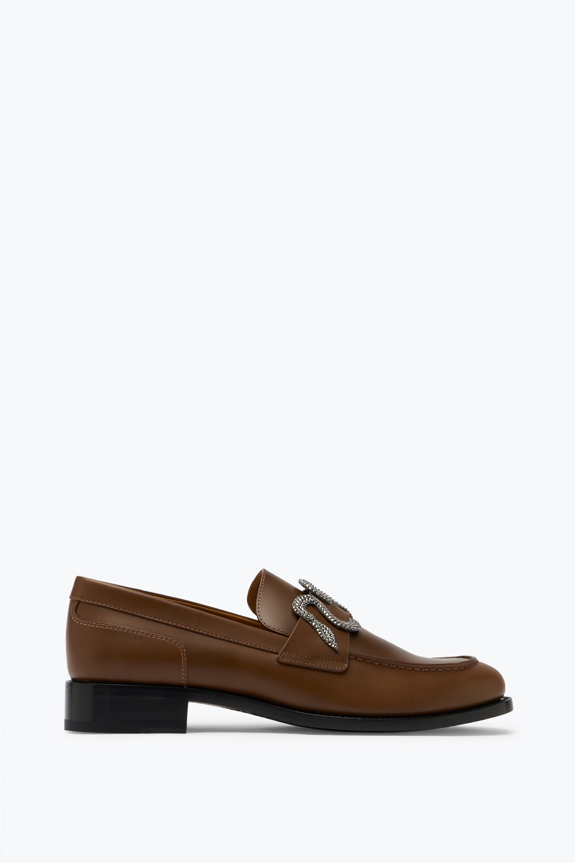 Shop René Caovilla Morgana Brown Loafer With Silver Crystal 20
