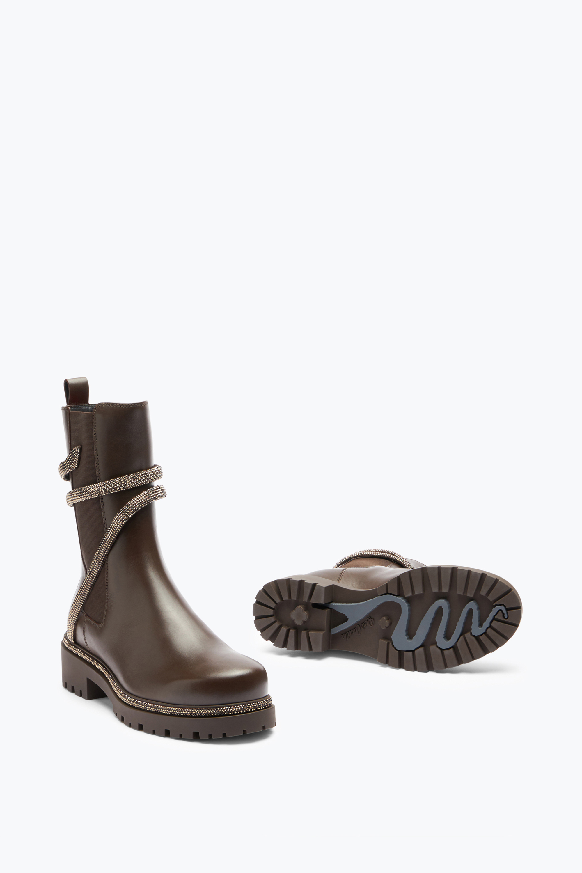 René Caovilla Cleo Crystal Chestnut Brown Bootie 25