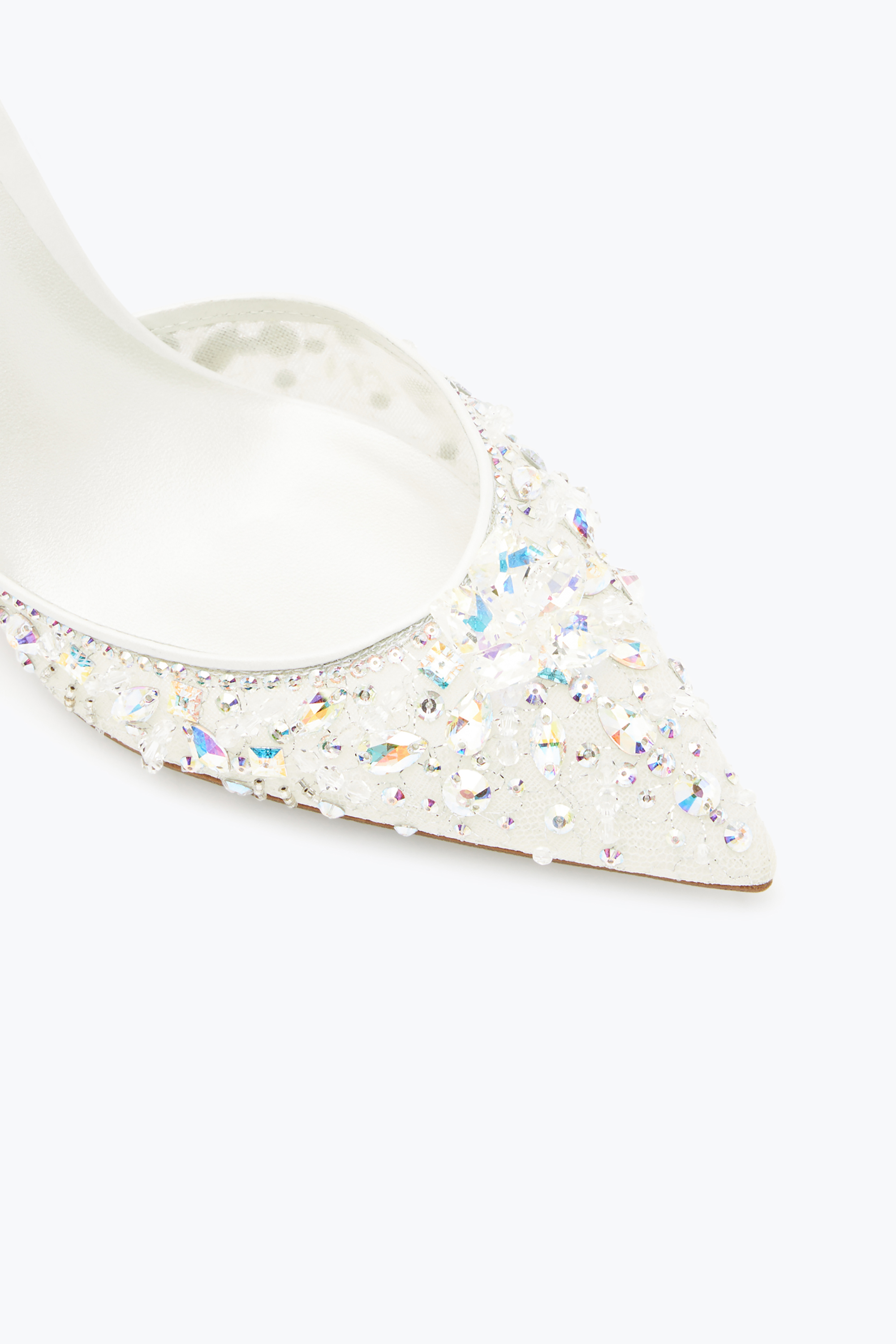 René Caovilla White Jewel Chandelier Pumps