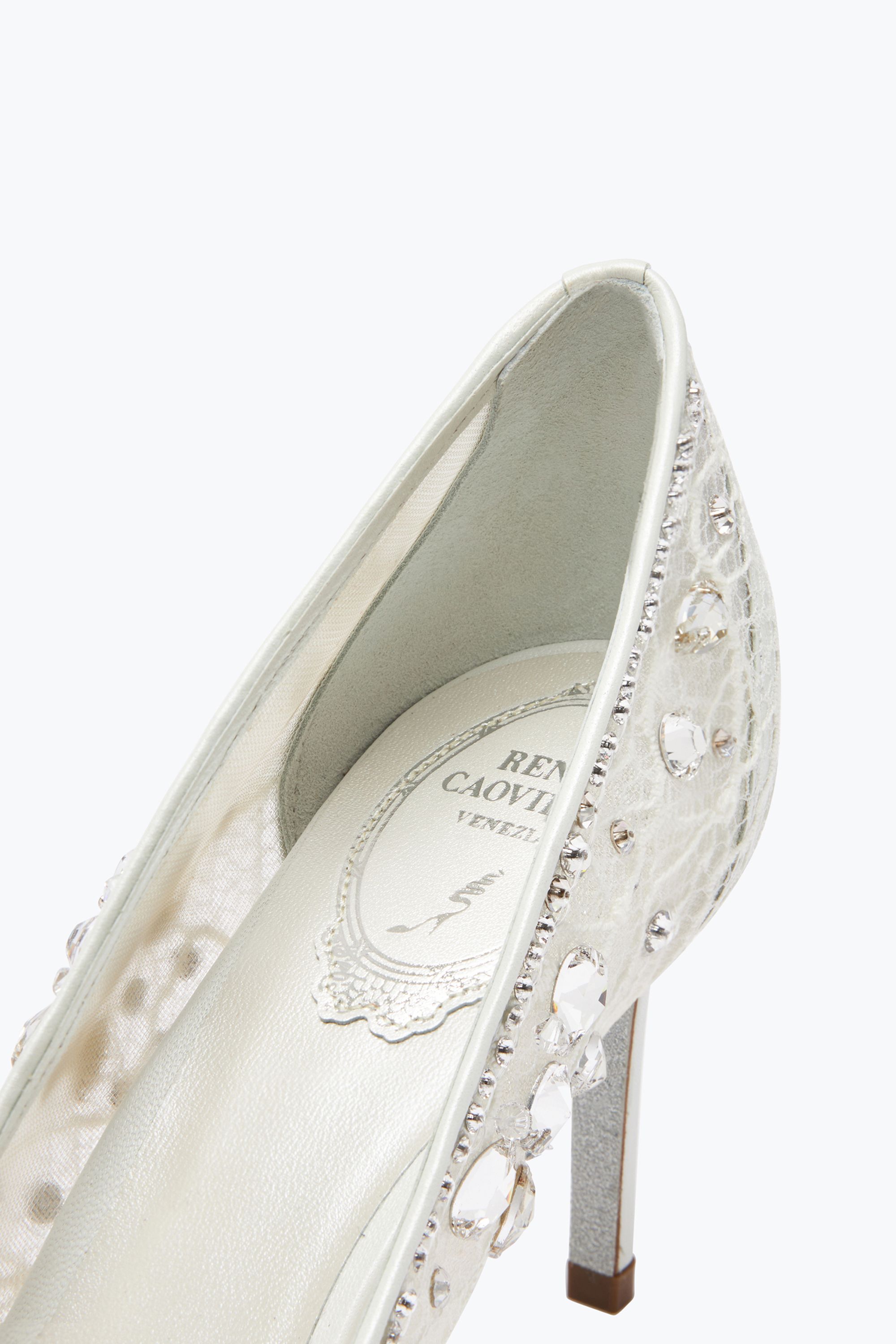 René Caovilla Cinderella Crystal White Pump 80
