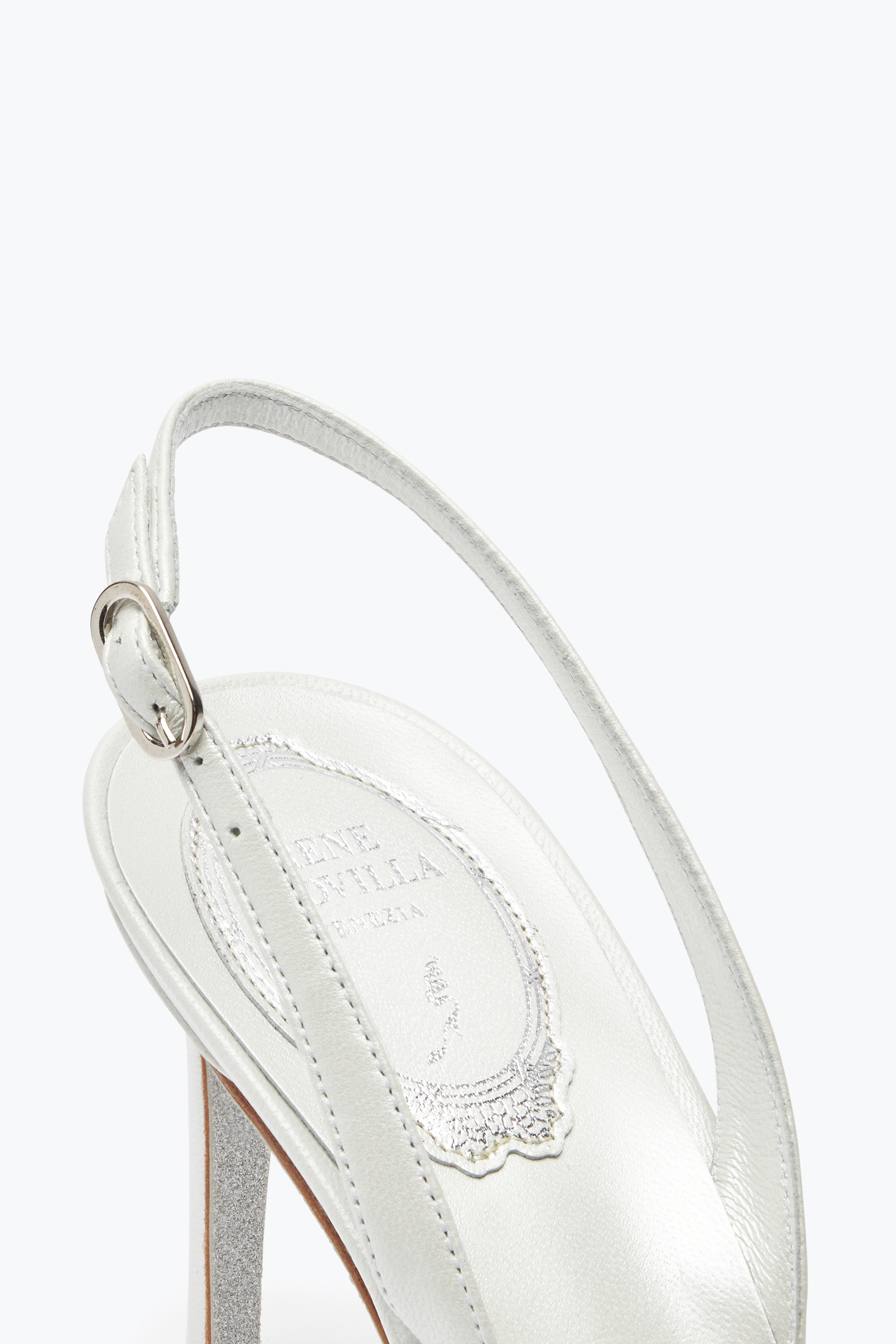 René Caovilla Cinderella White Slingback With Crystal 80