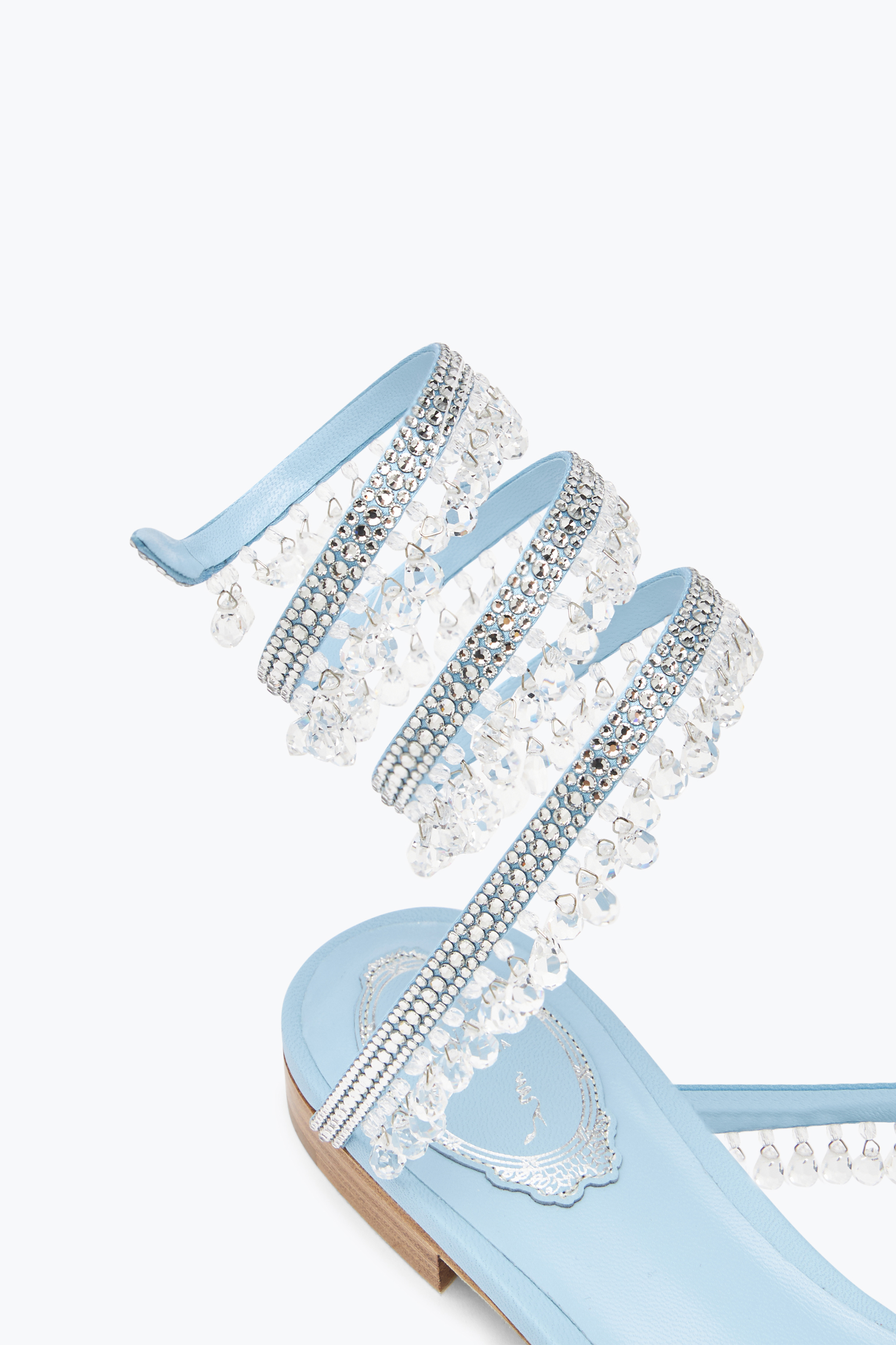 René Caovilla Chandelier Flat Light Blue Sandal 10