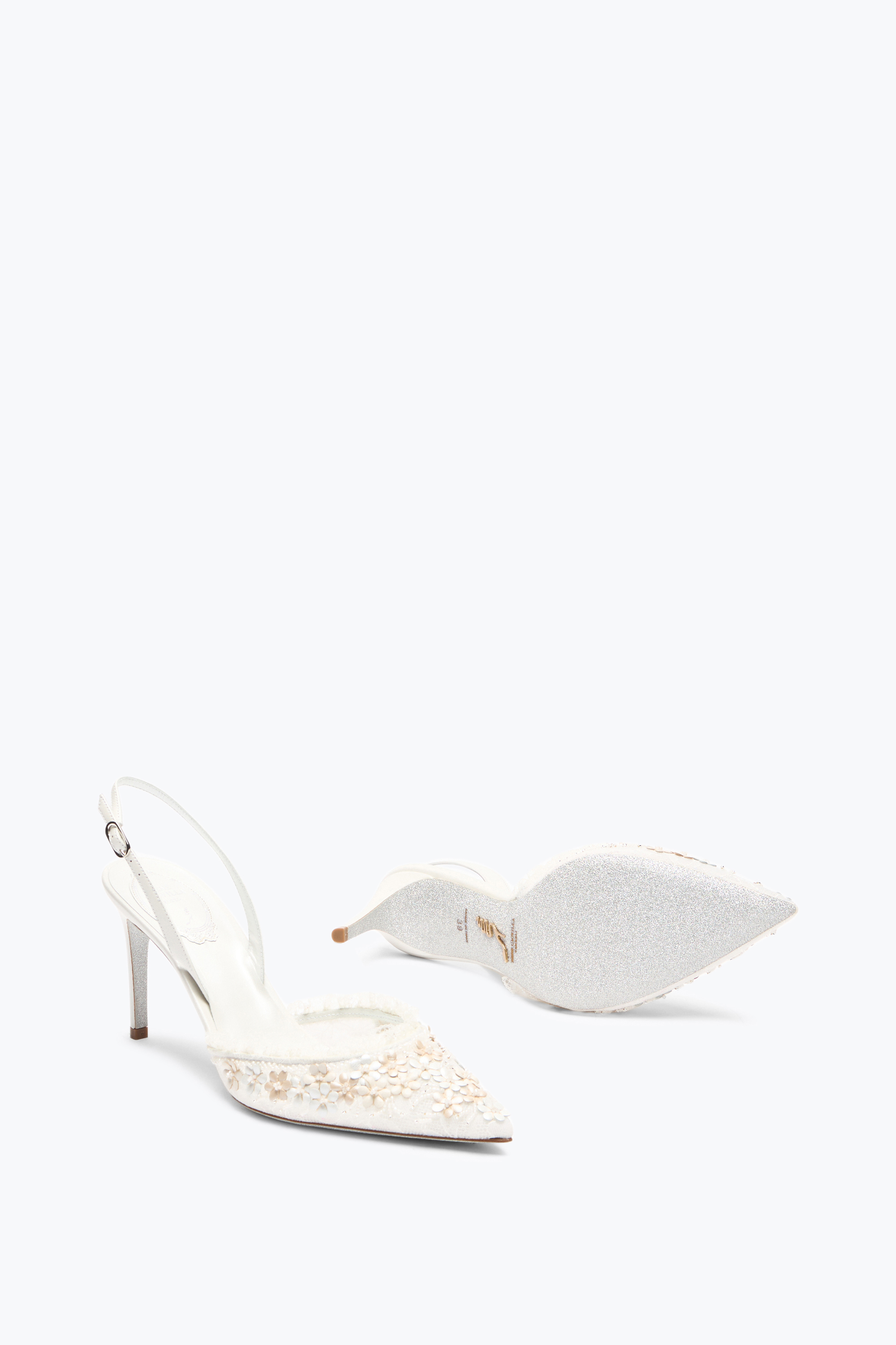 René Caovilla Bloom White Slingback 80