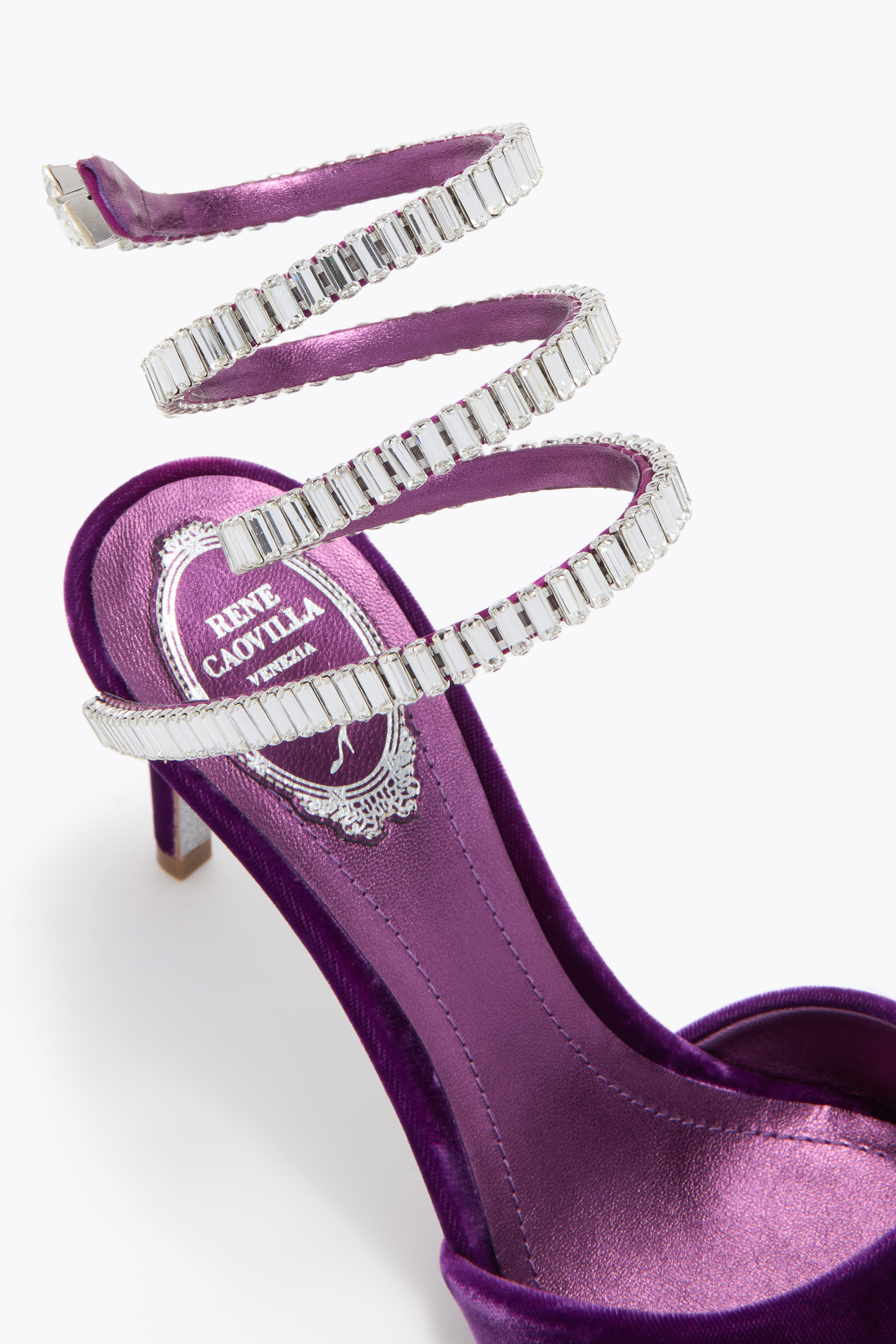 René Caovilla Cleo Spark Sandal In Porpora Velvet 80 In Red