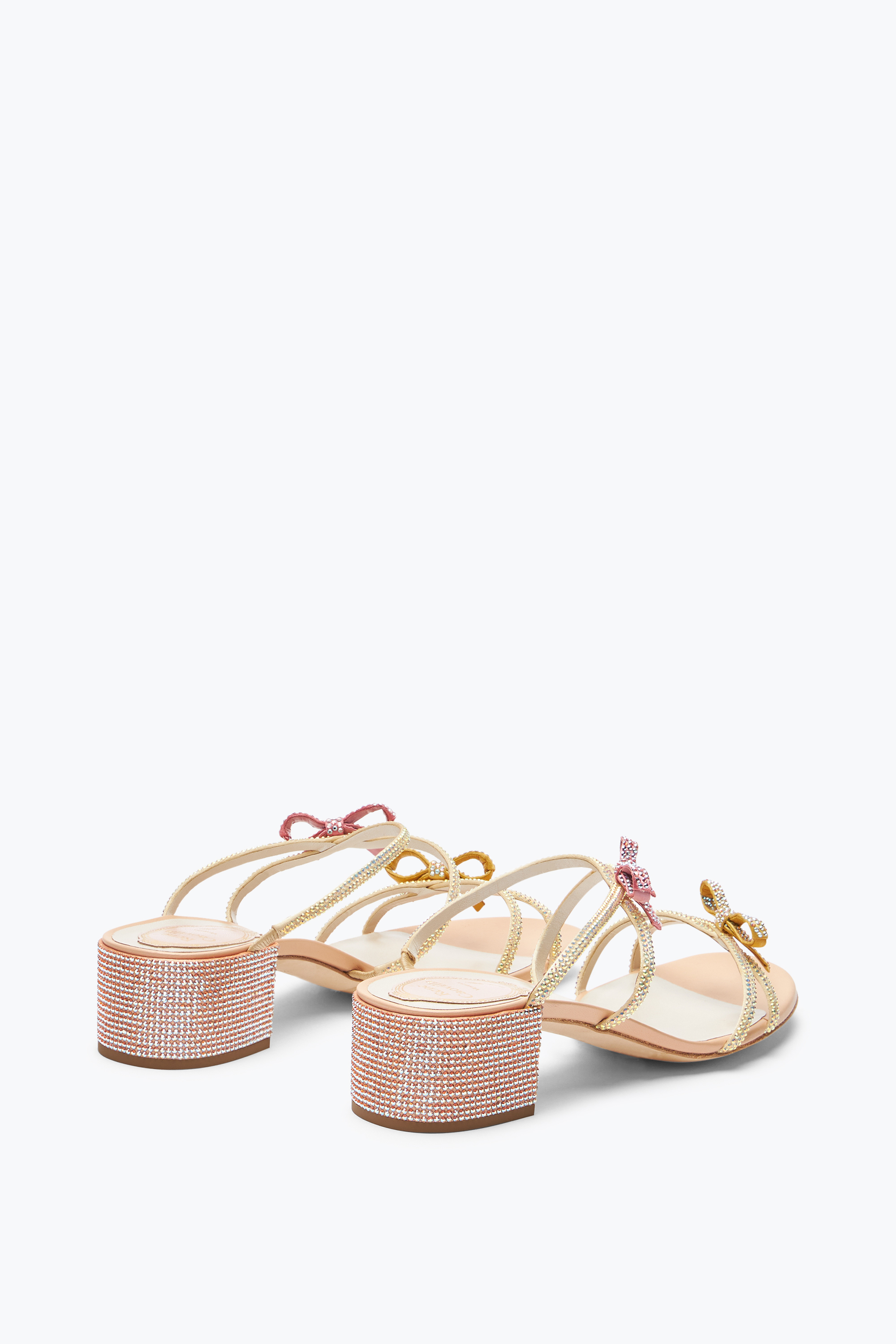 René Caovilla Caterina Peach Slider Sandal With Crystals 40