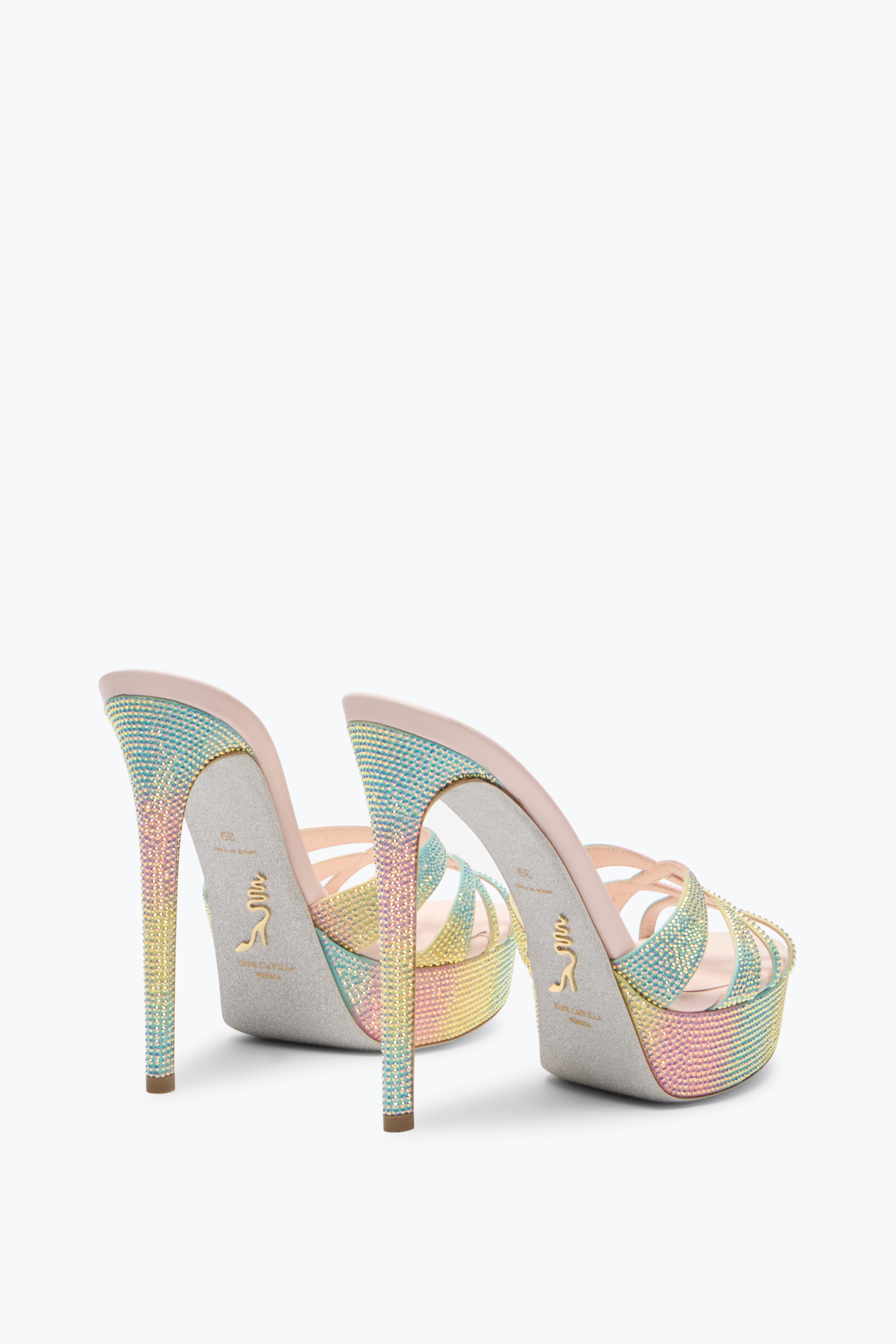 RENÉ CAOVILLA DANIA MULTICOLOR PLATFORM SLIDER SANDAL 130