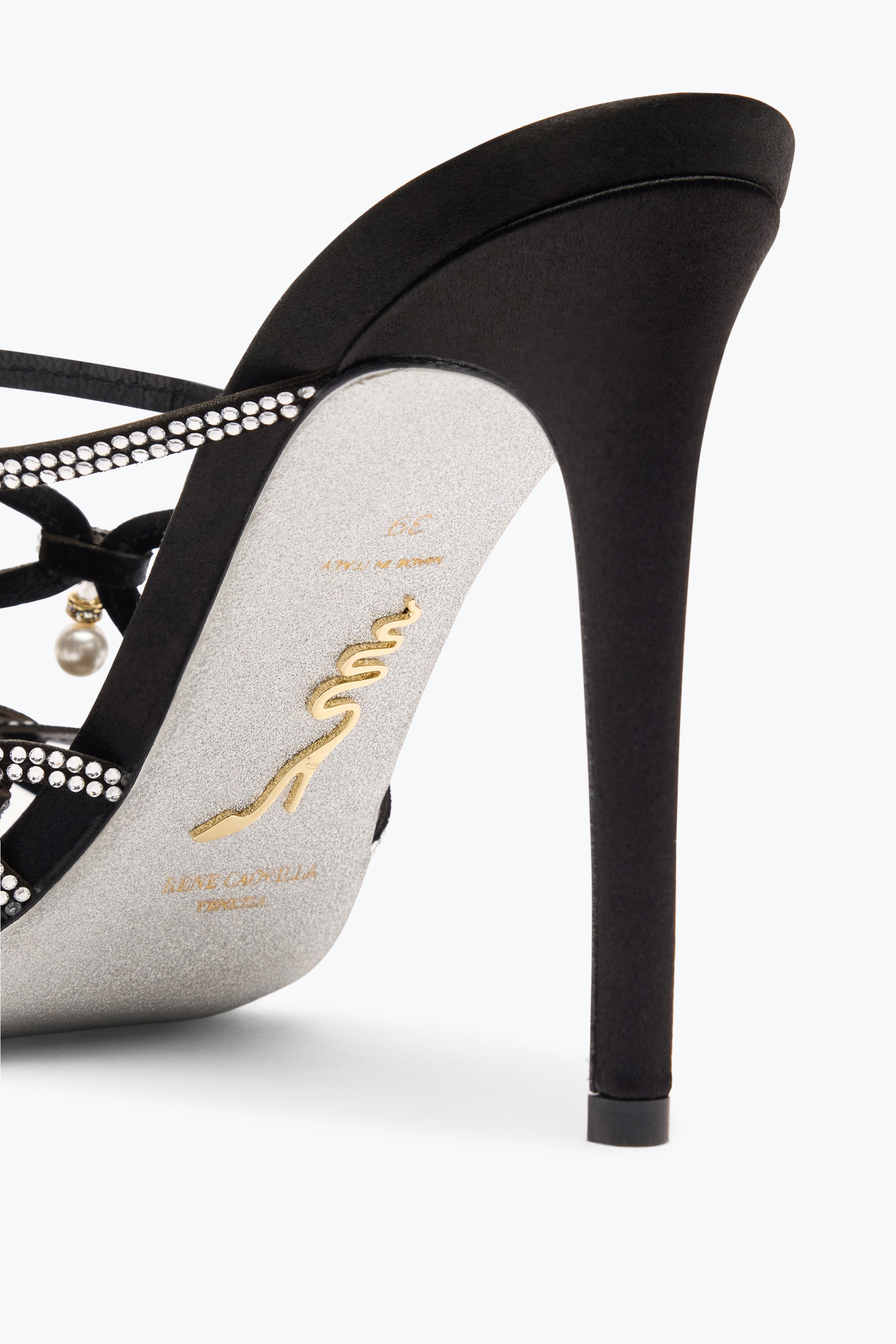 René Caovilla Esmeralda Black Slider Sandal 105