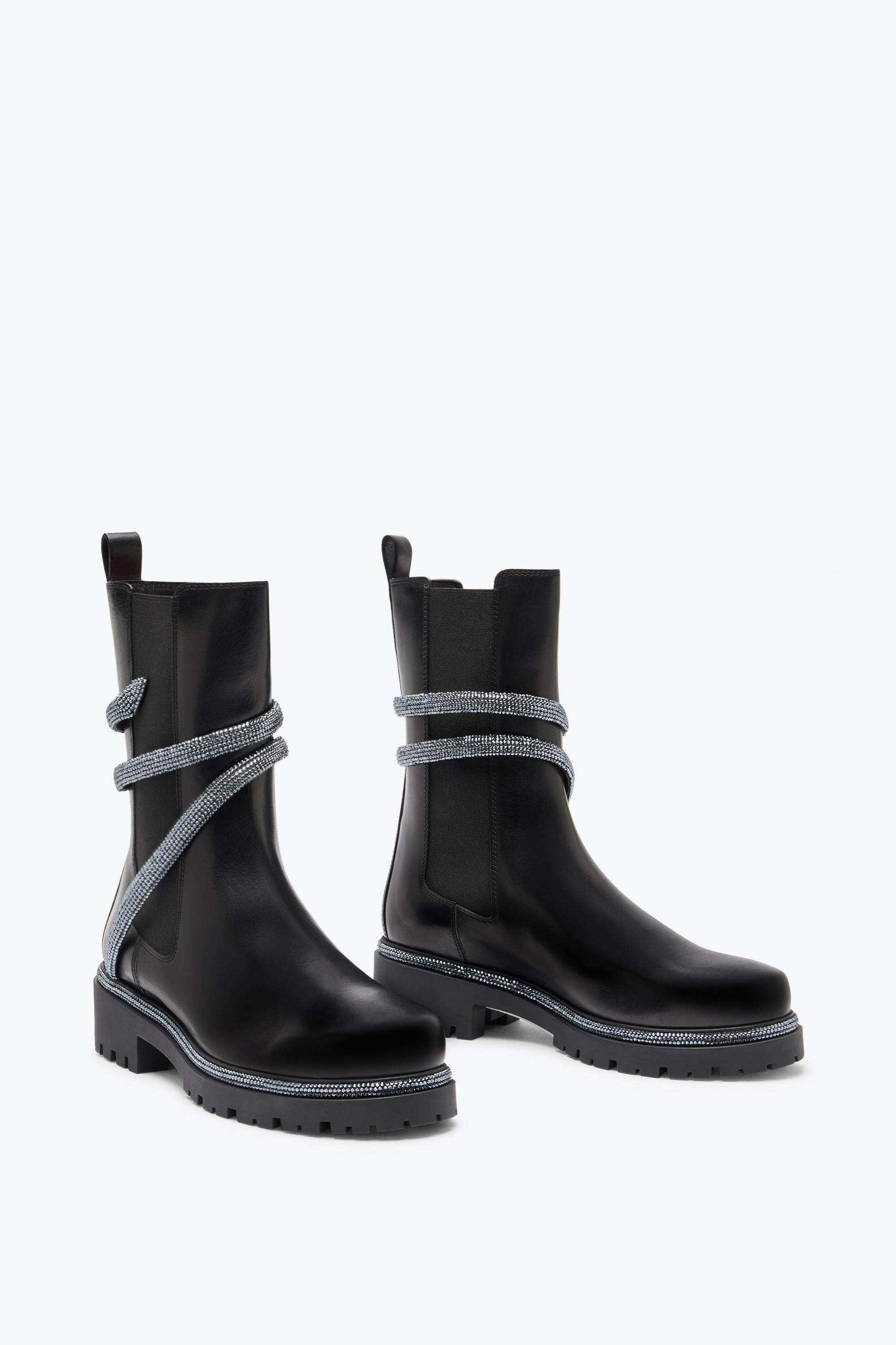 René Caovilla Cleo Black Biker Boot With Crystals 25 In Black