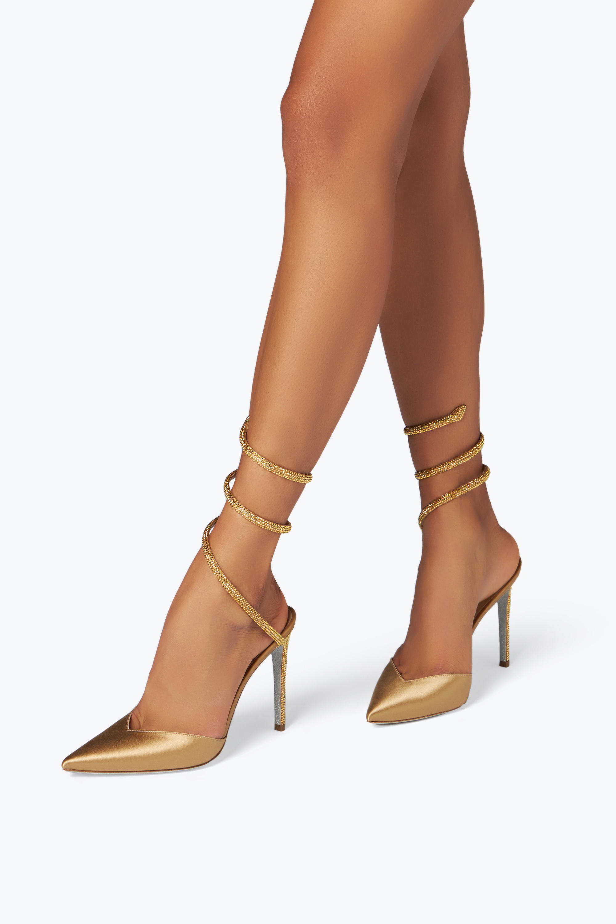 René Caovilla Cleo Crystal Champagne Open-back Pump 105