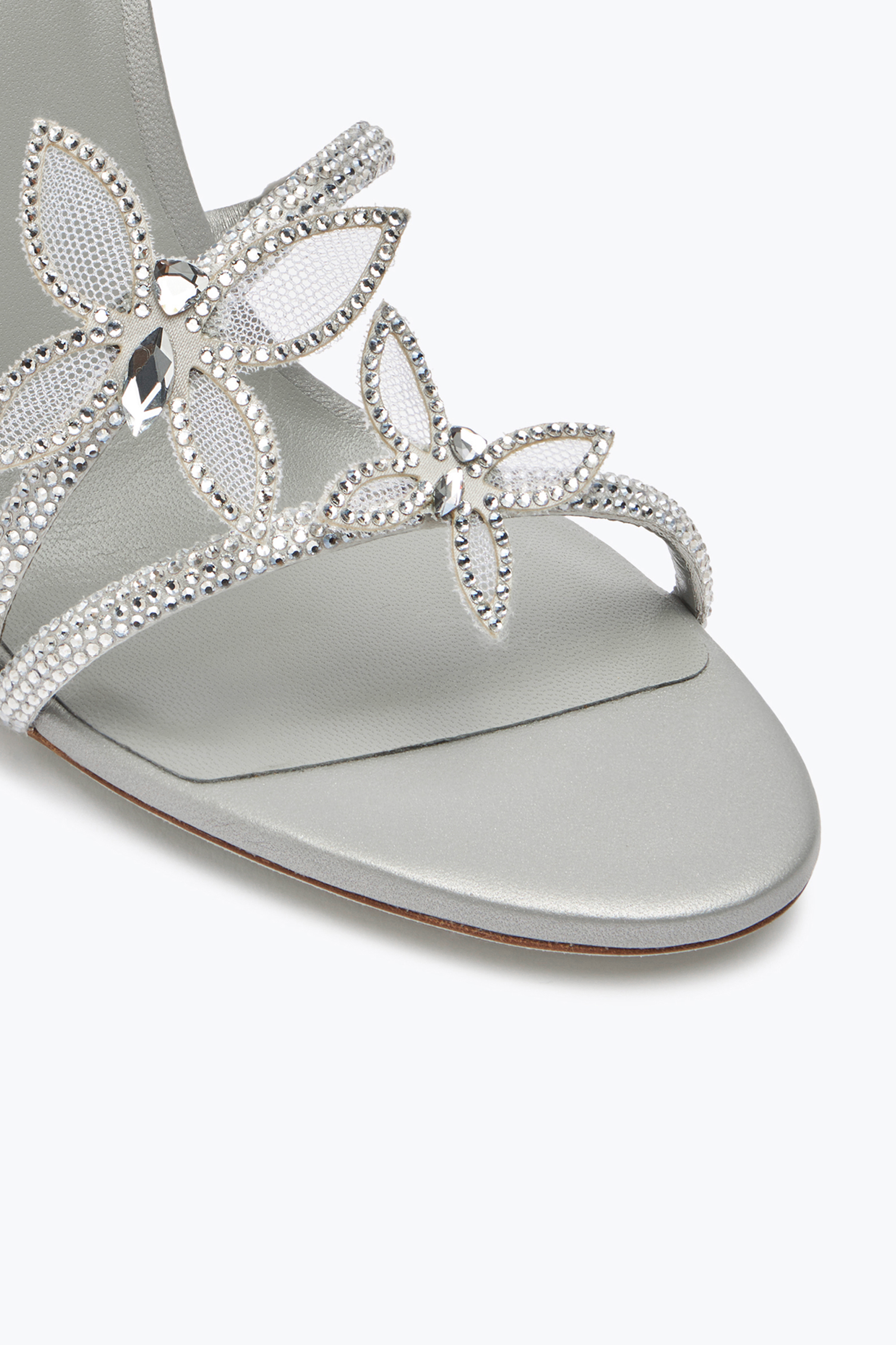 René Caovilla Margot Silver Sandal With Butterflies And Crystals 105