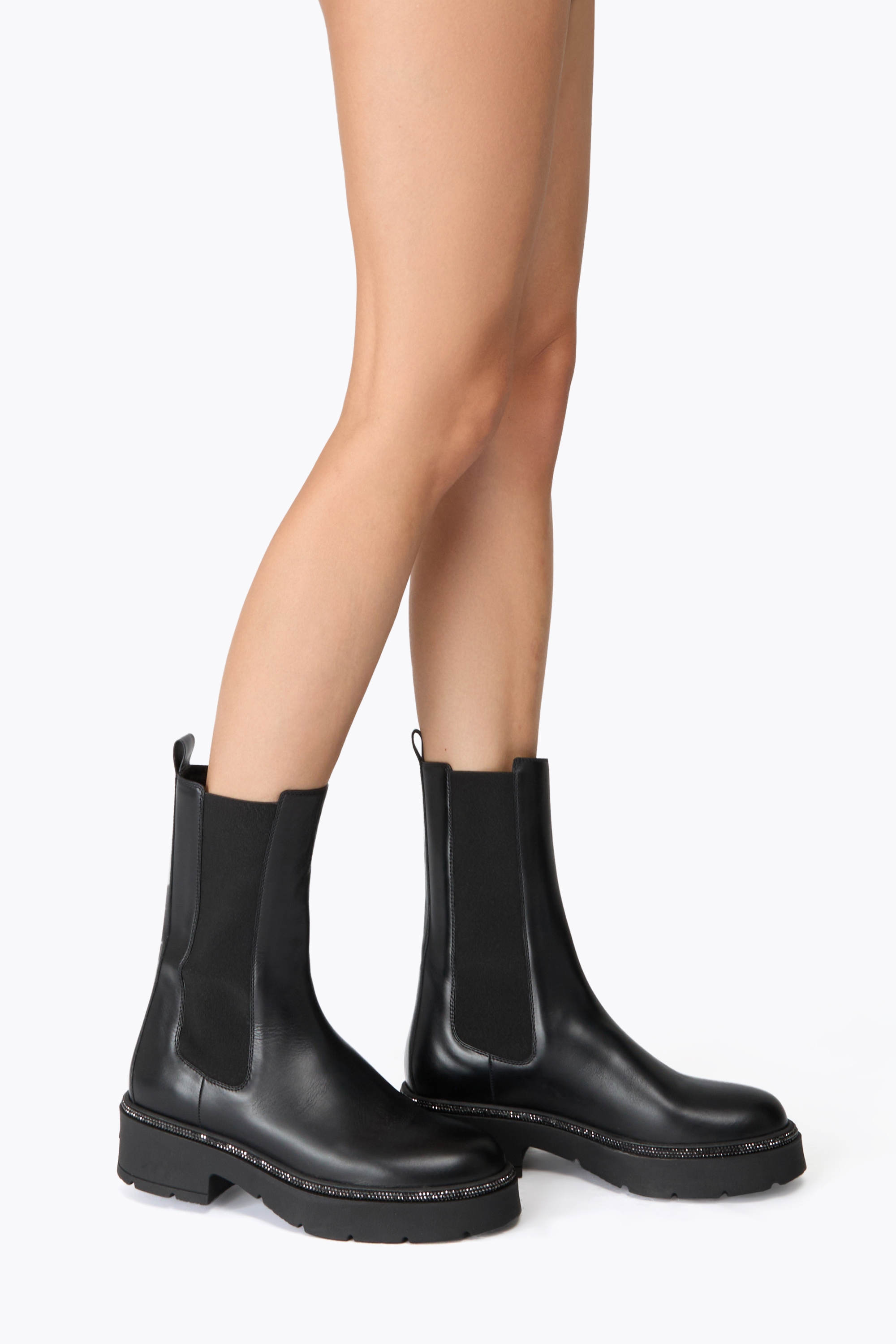 René Caovilla Bika Black Ankle Boot With Crystals 50 In Black