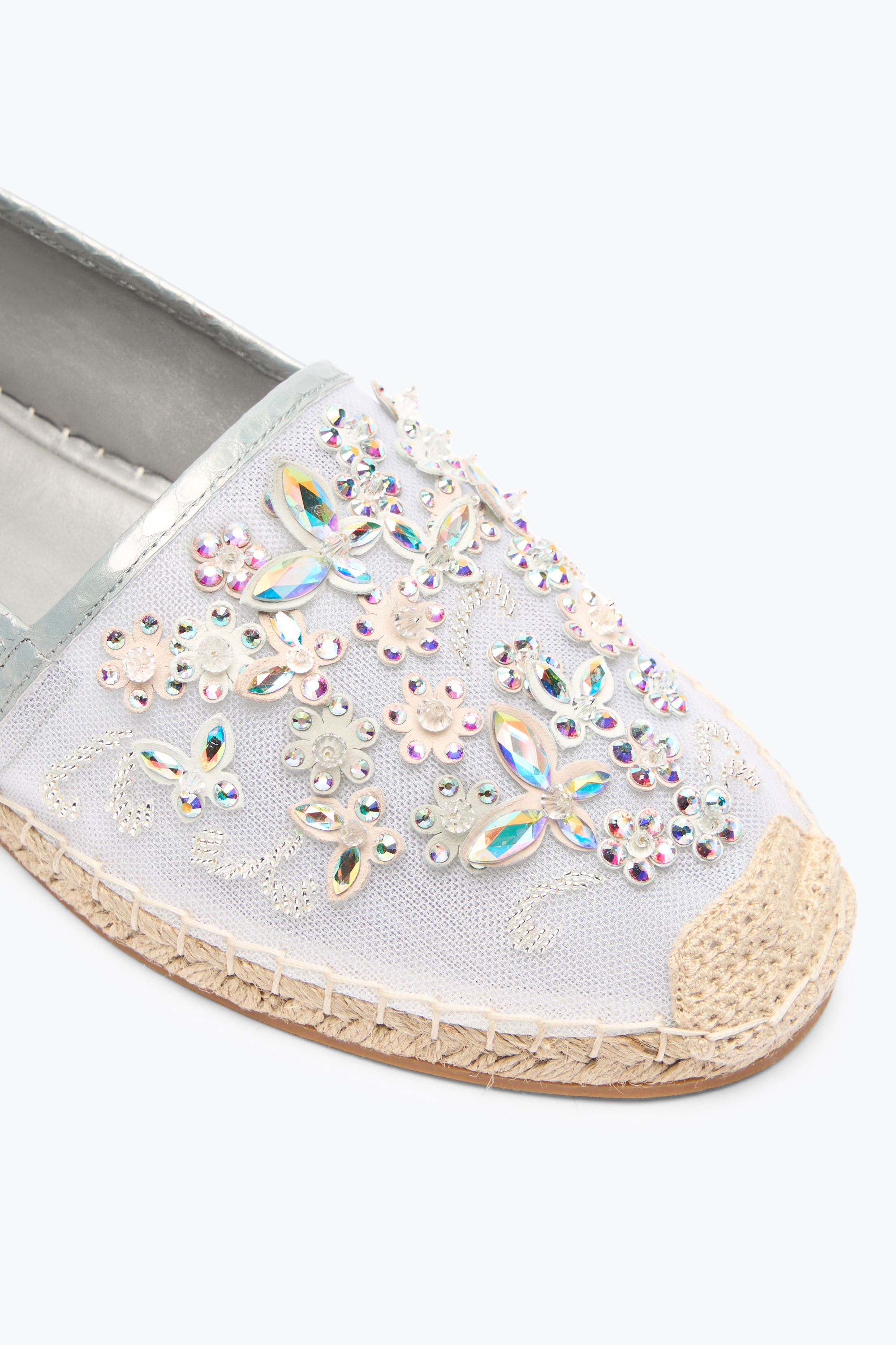 René Caovilla Eden Ivory Ayers Leather Espadrilles With Crystals 10