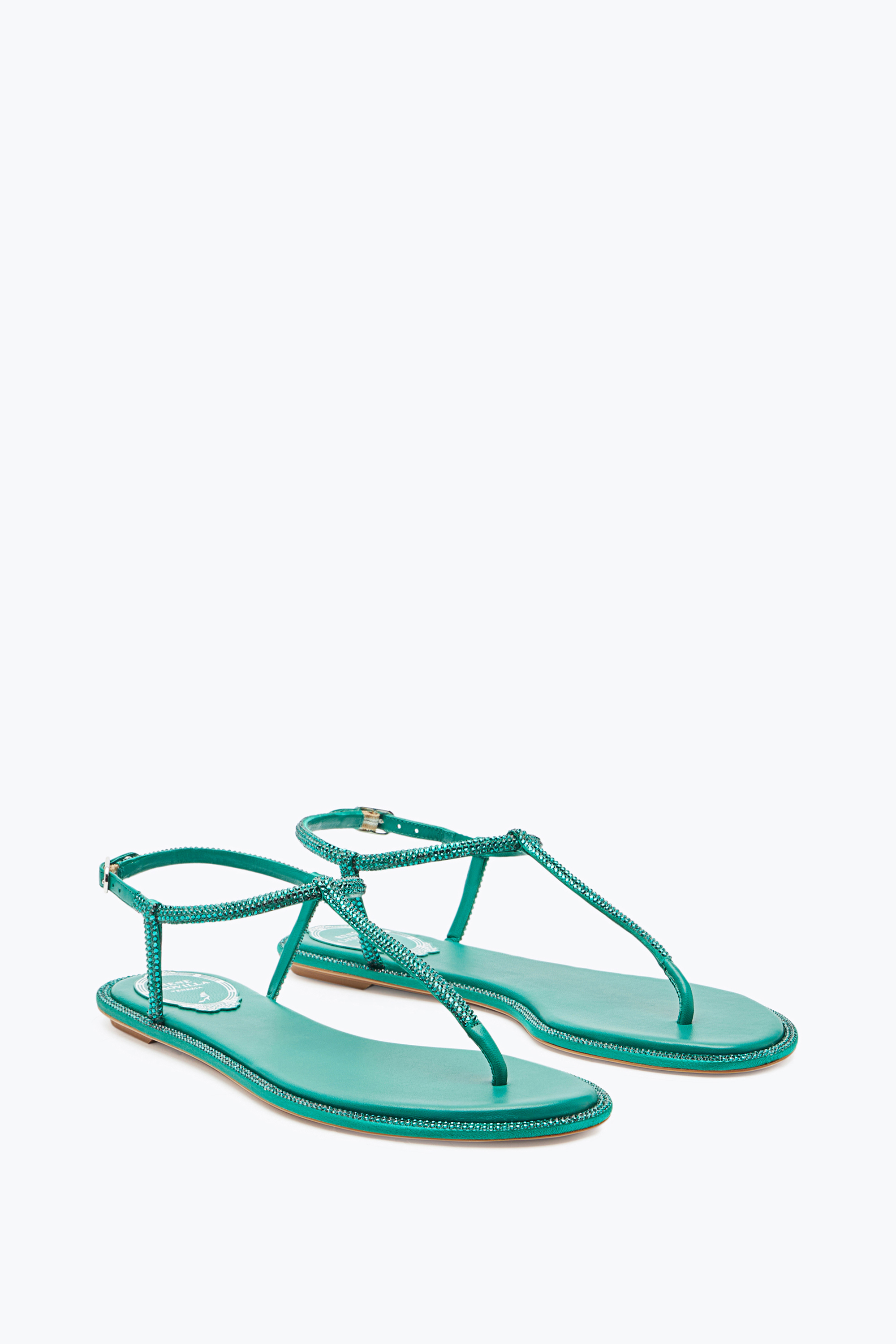 René Caovilla Diana Crystal Green Sandal 10