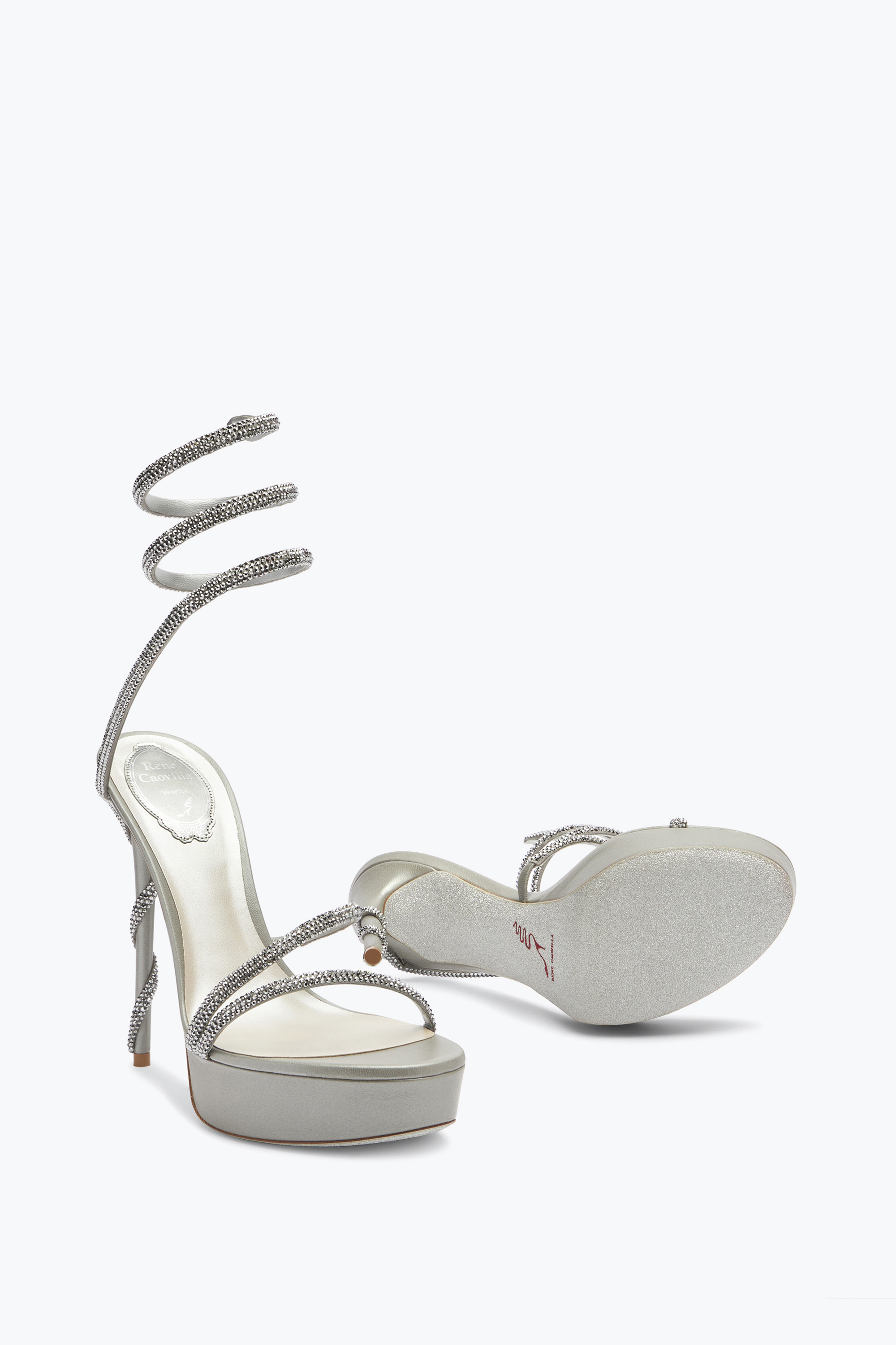 Shop René Caovilla Margot Crystals Gray Platform Sandal 130