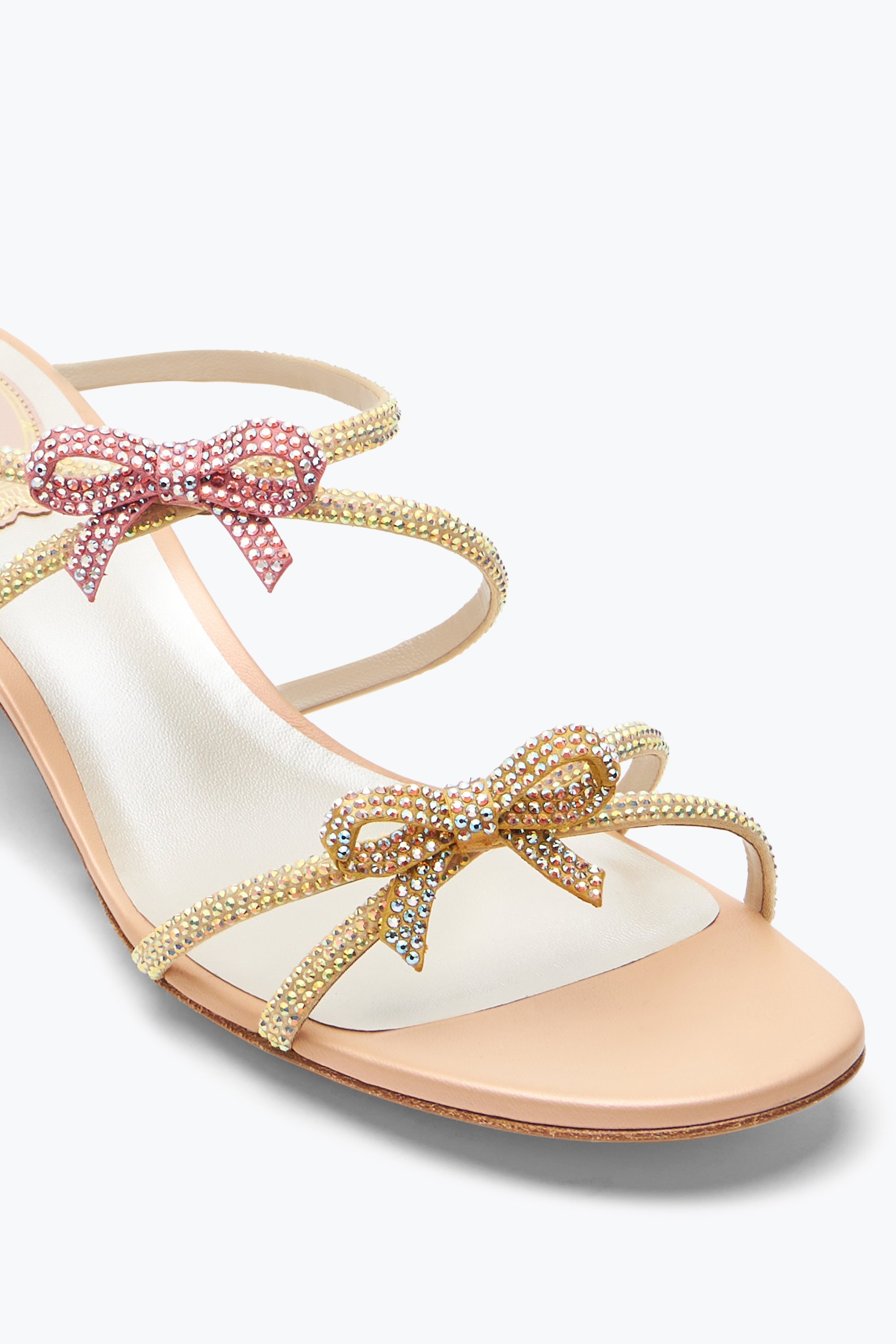 René Caovilla Caterina Peach Slider Sandal With Crystals 40