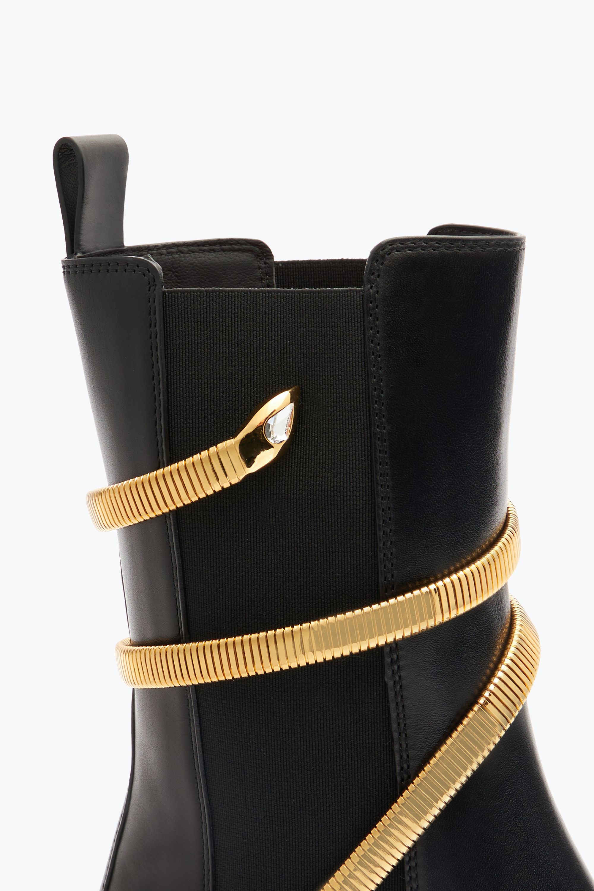 René Caovilla Juniper Black And Gold Biker Boot 45 In Black
