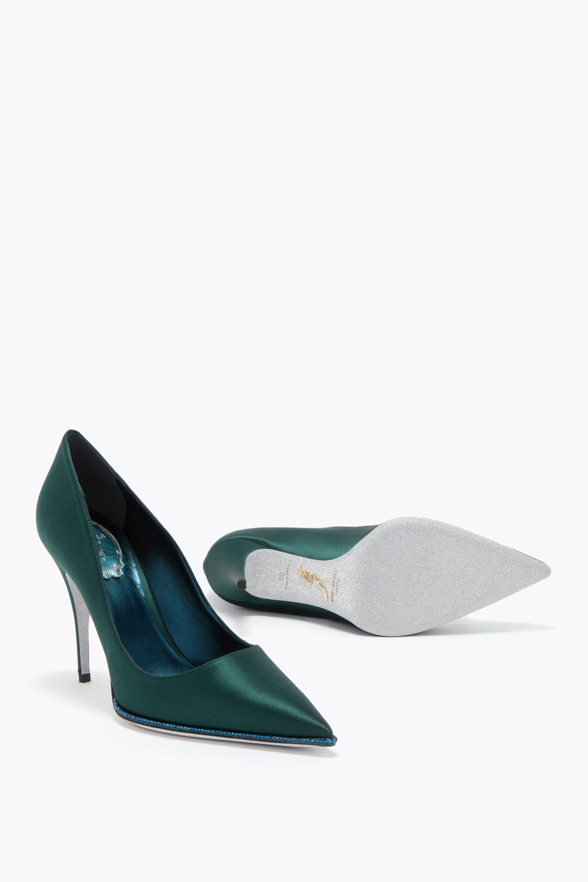 René Caovilla Taylor Forest Green Pump 100 In Black