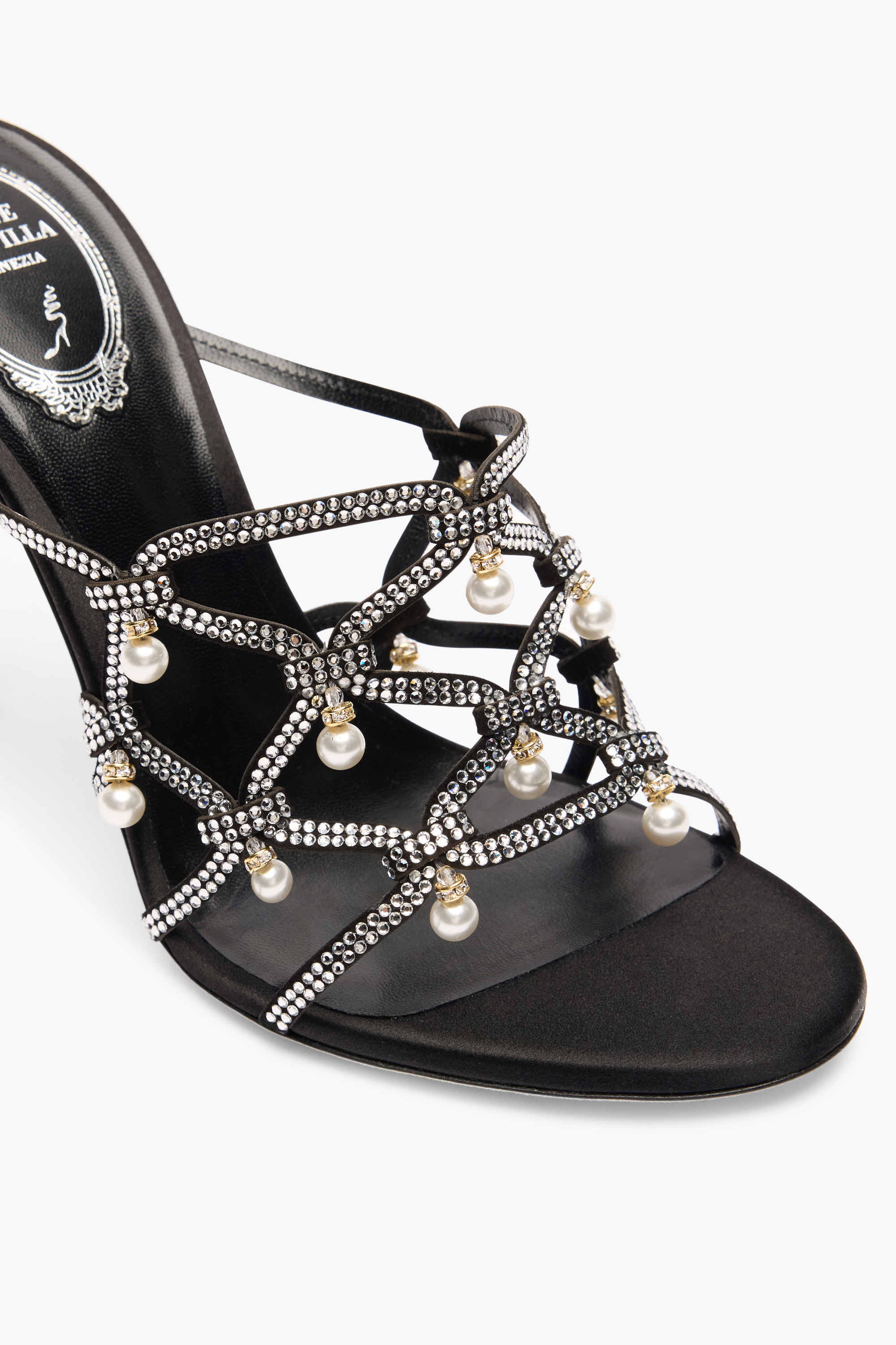 René Caovilla Esmeralda Black Slider Sandal 105