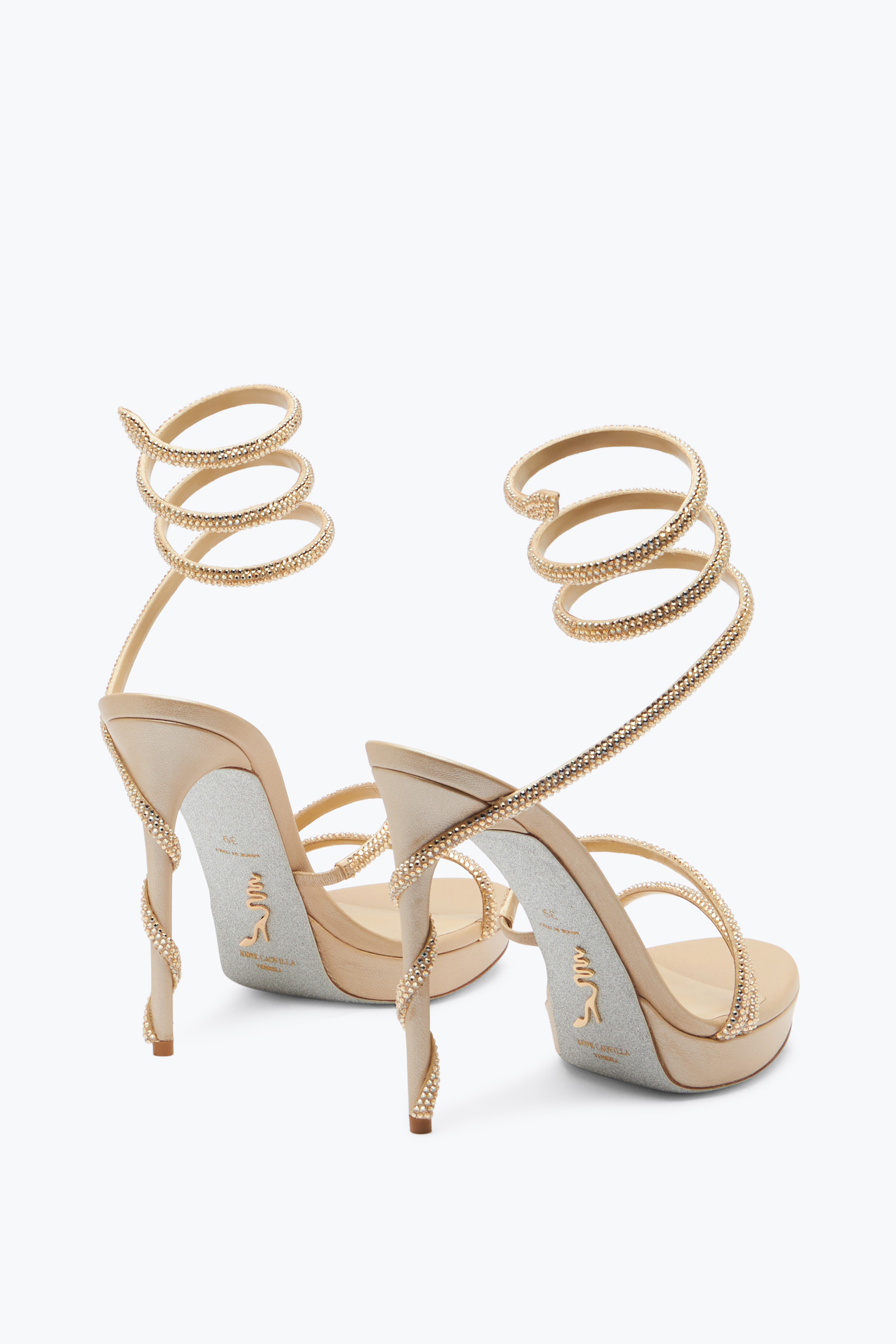 René Caovilla Margot Champagne Platform Sandal 120