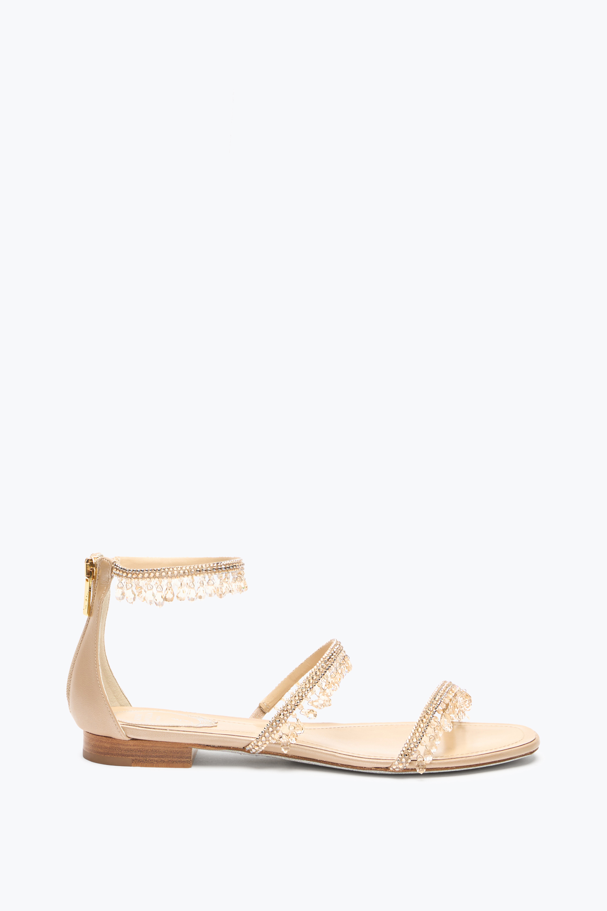 René Caovilla Chandelier Nude Flat Sandal 10 In Brown