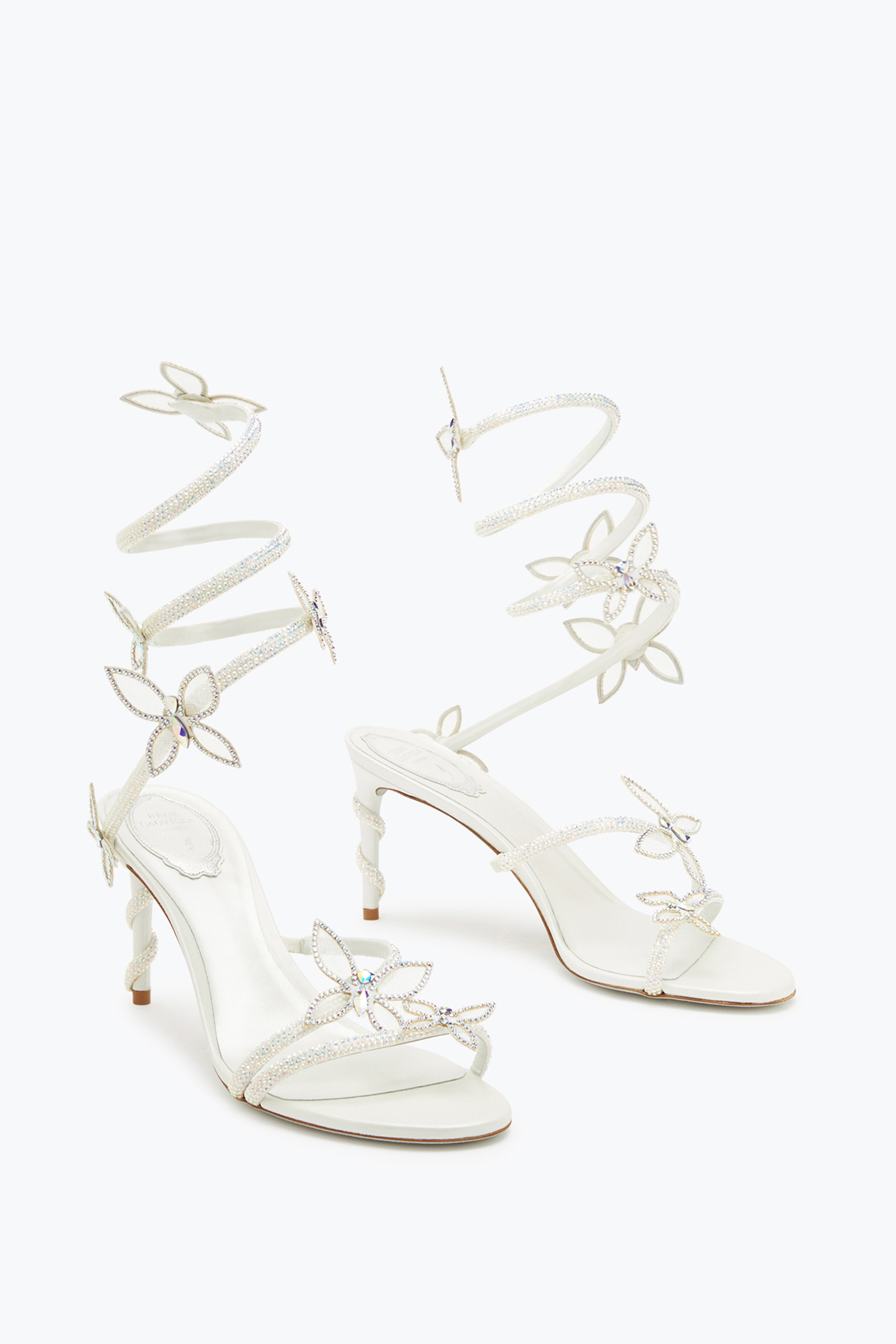 René Caovilla Margot Crystal White Sandal 80