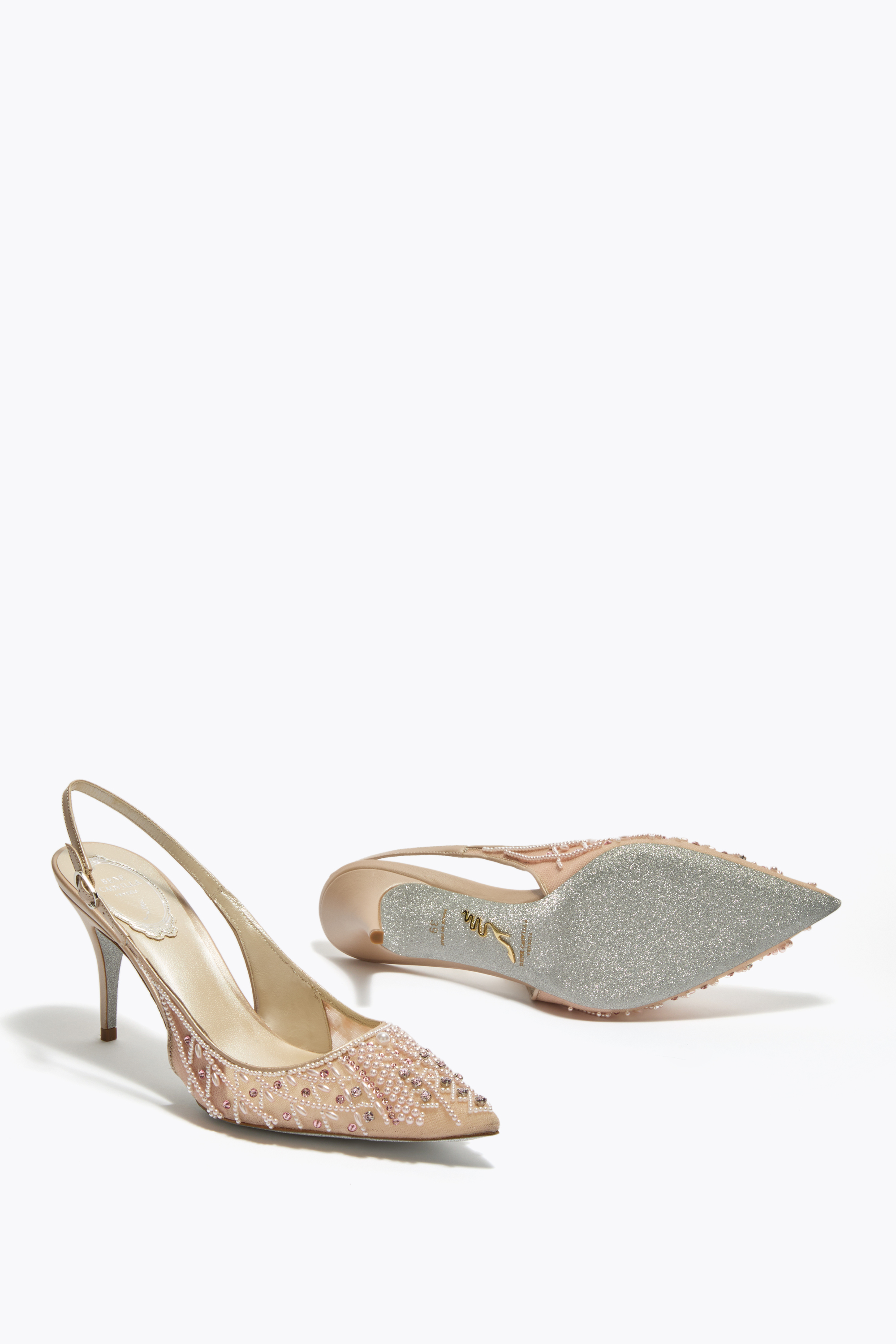 René Caovilla Lovely Powder Pink Slingback 80 In Pink