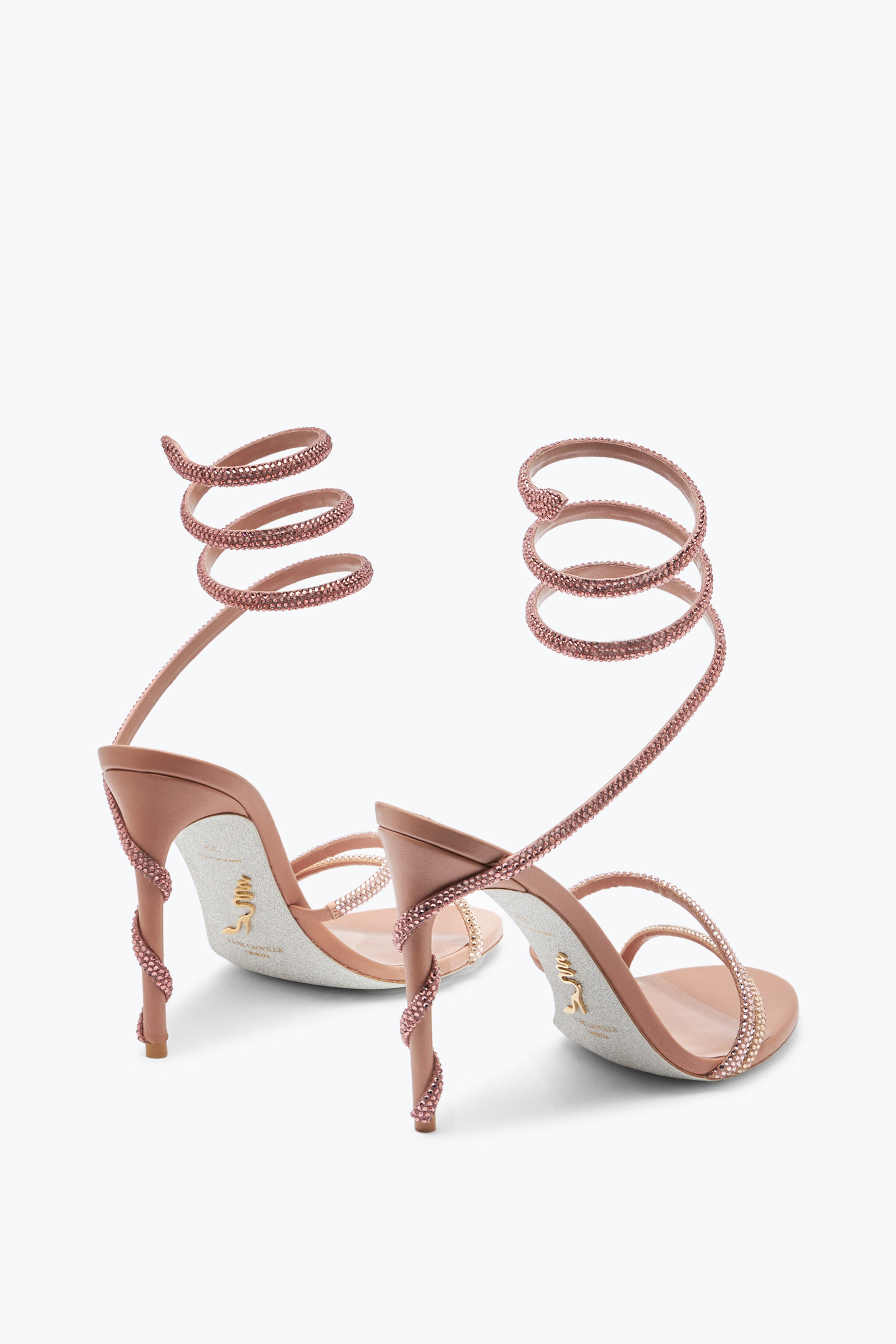 René Caovilla Margot Crystal Powder Pink Sandal 105
