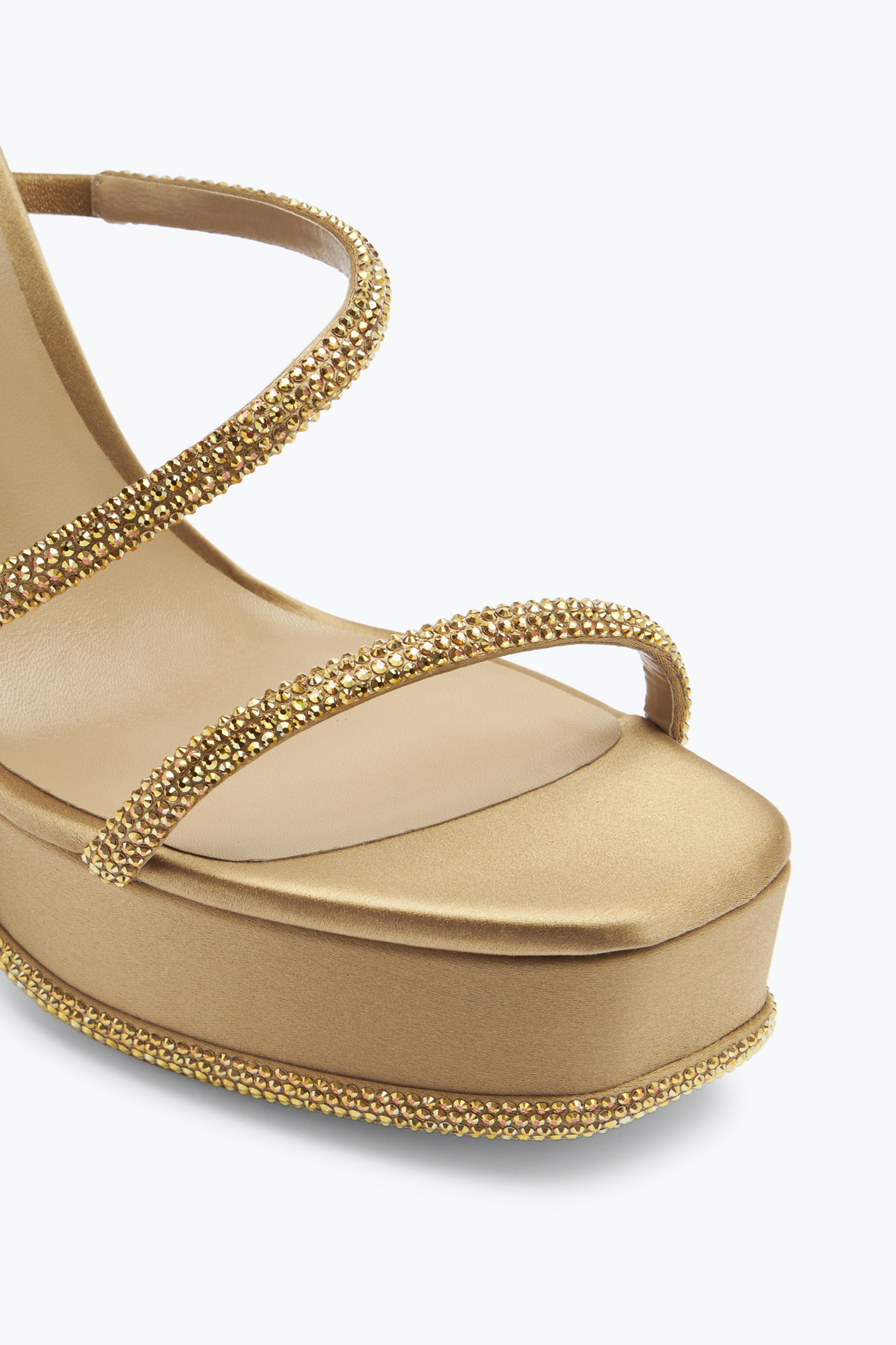 Shop René Caovilla Cleo Crystal Gold Platform Sandal 130