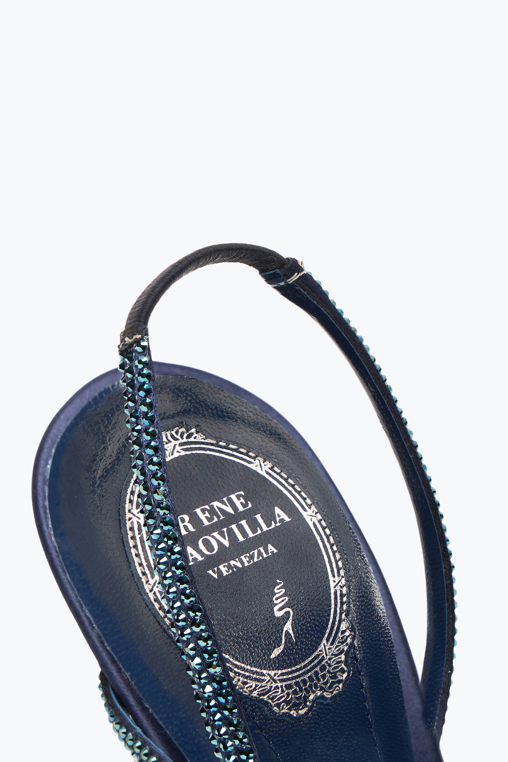 René Caovilla 80mm Braid Crystal-embellished Slingback Sandals In Blue