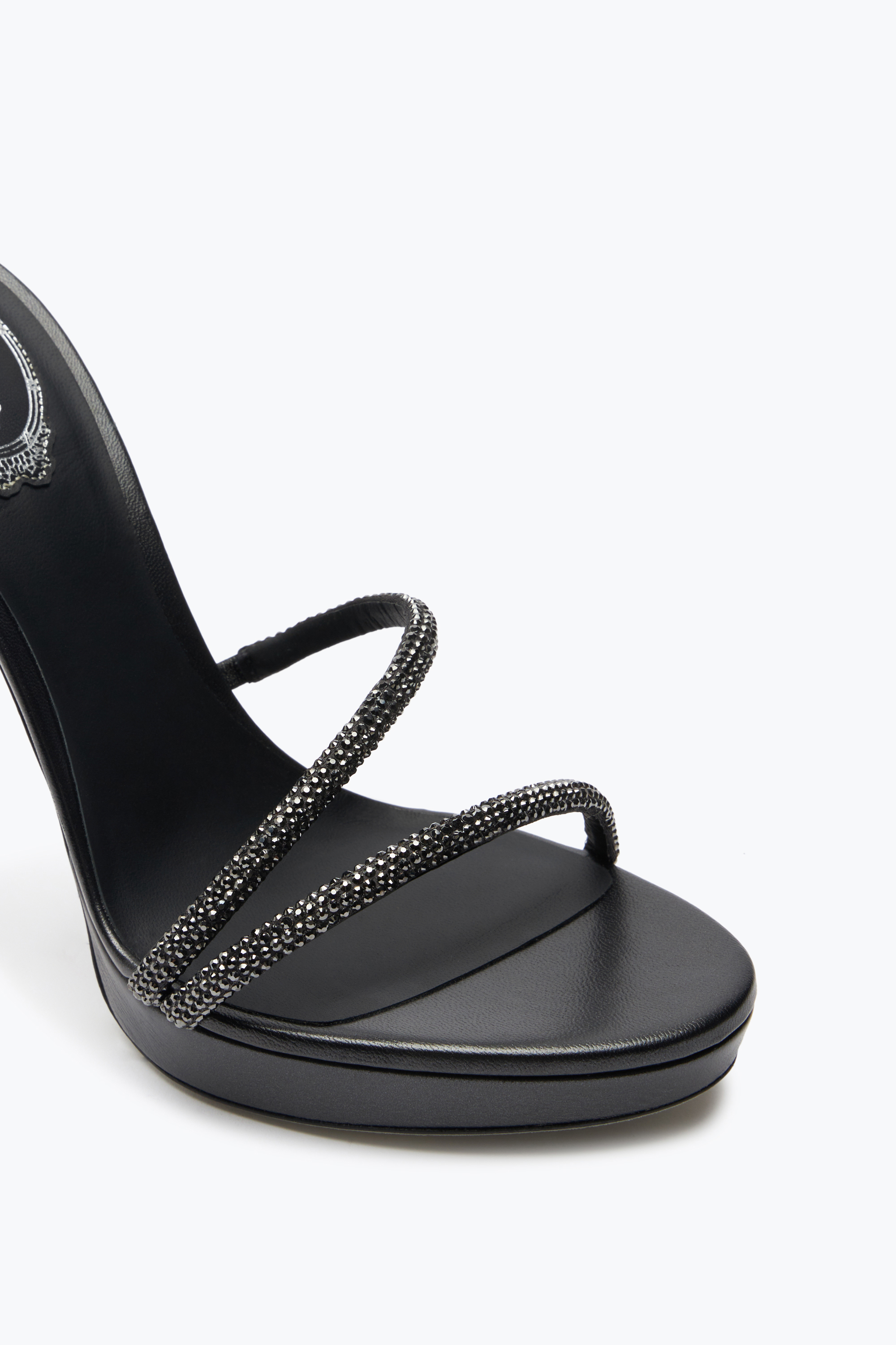 René Caovilla Margot Crystal Black Platform Sandal 120