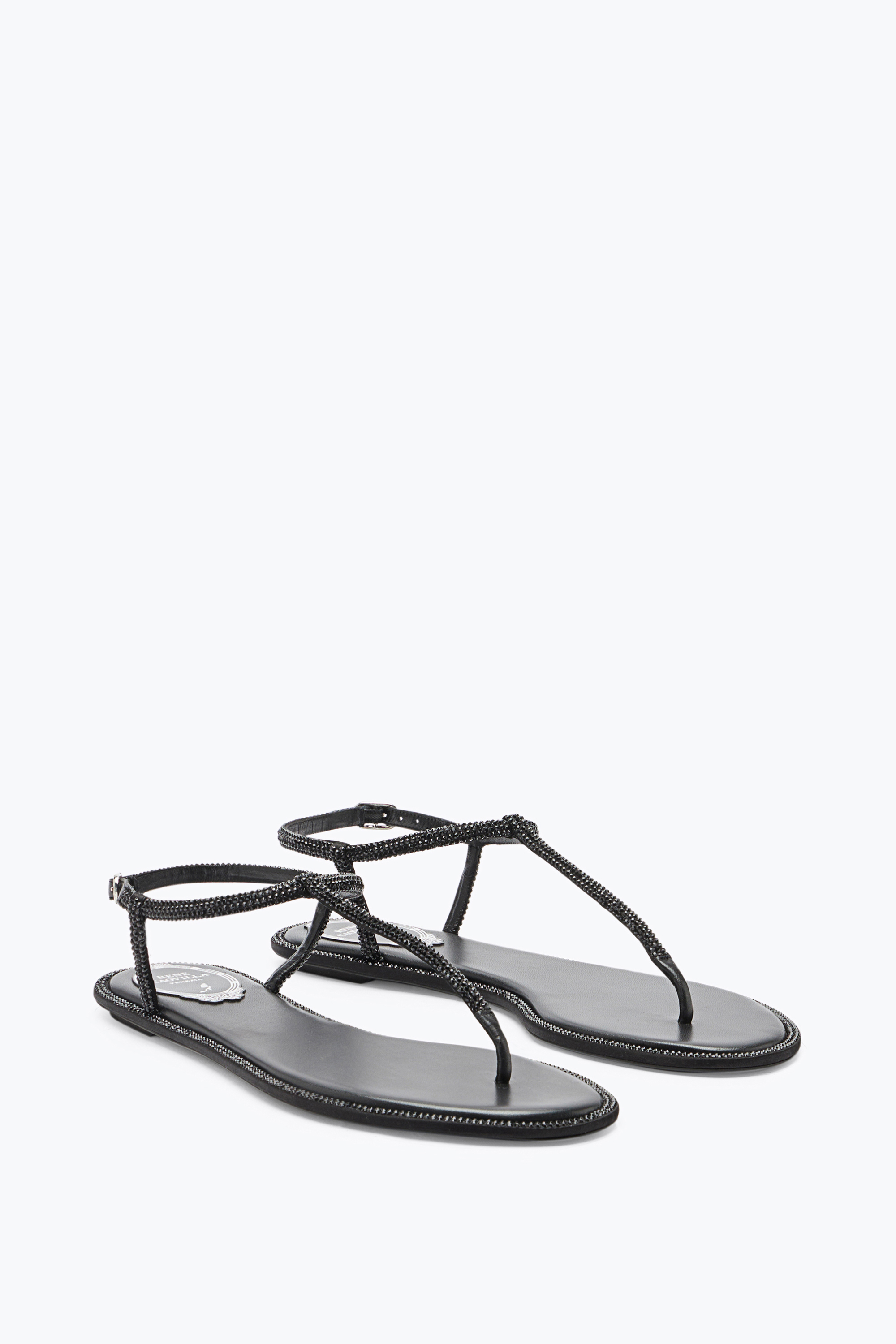 René Caovilla Diana Crystal Black Sandal 10