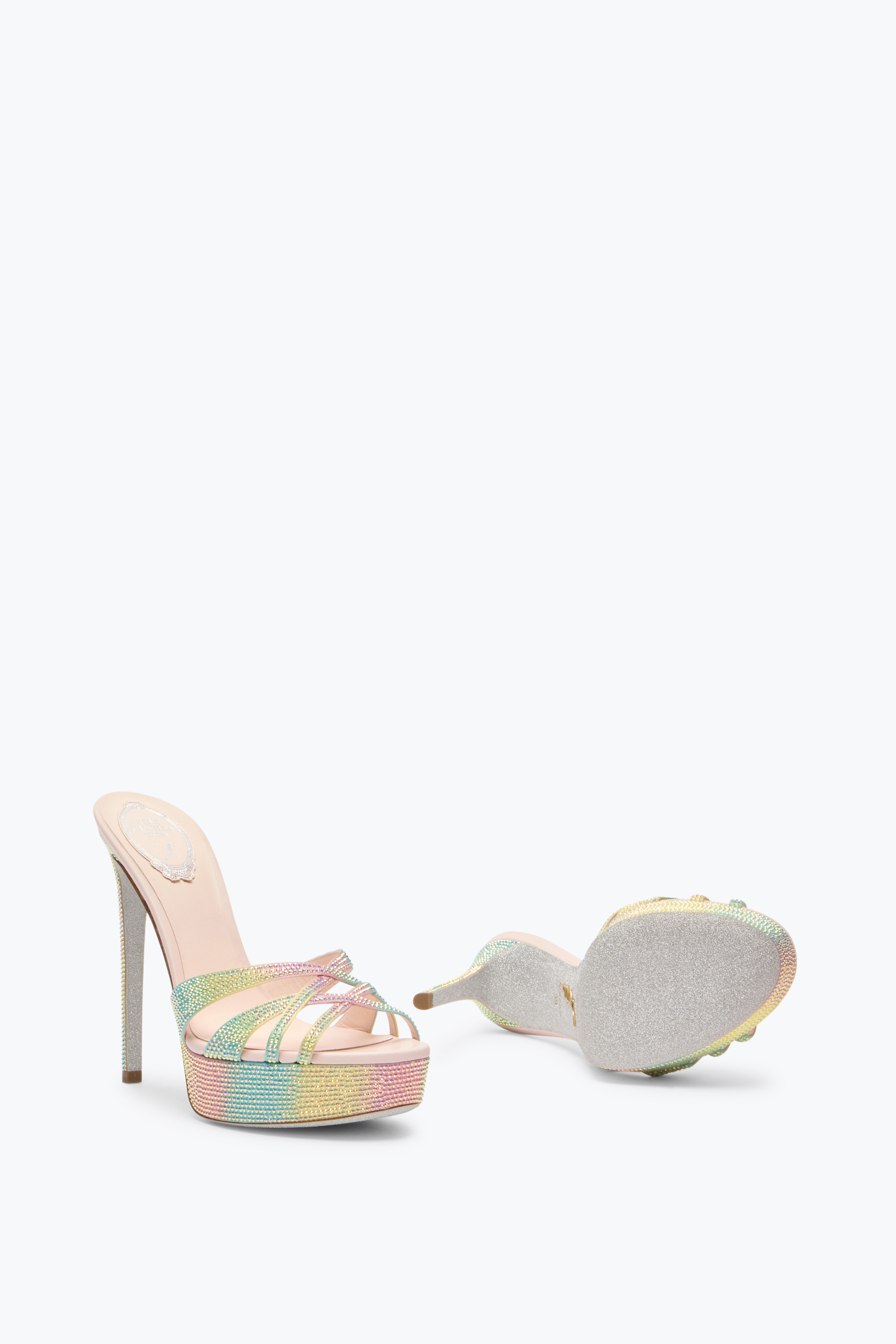 Shop René Caovilla Dania Multicolor Platform Slider Sandal 130
