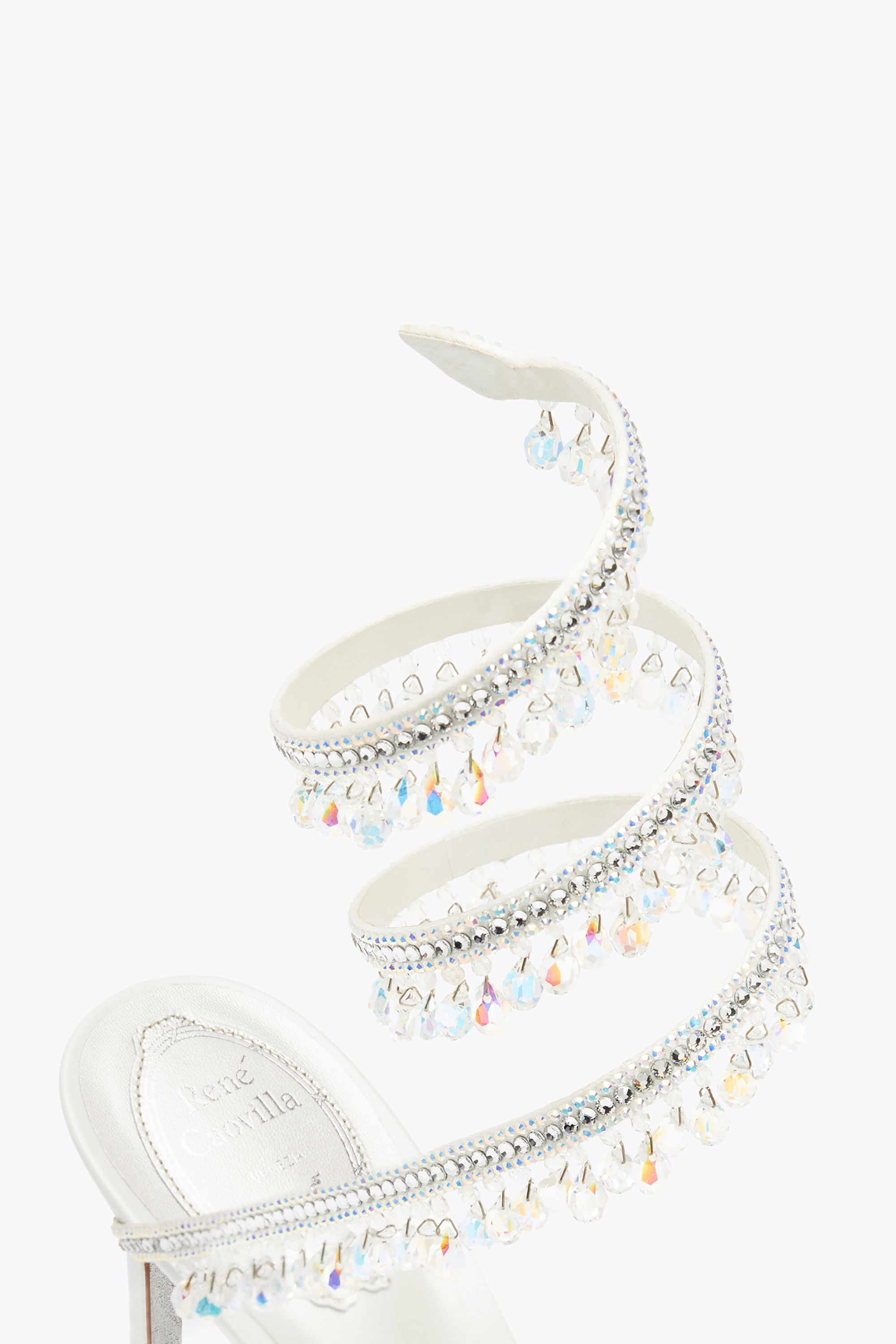 René Caovilla White Jewel Chandelier Pumps