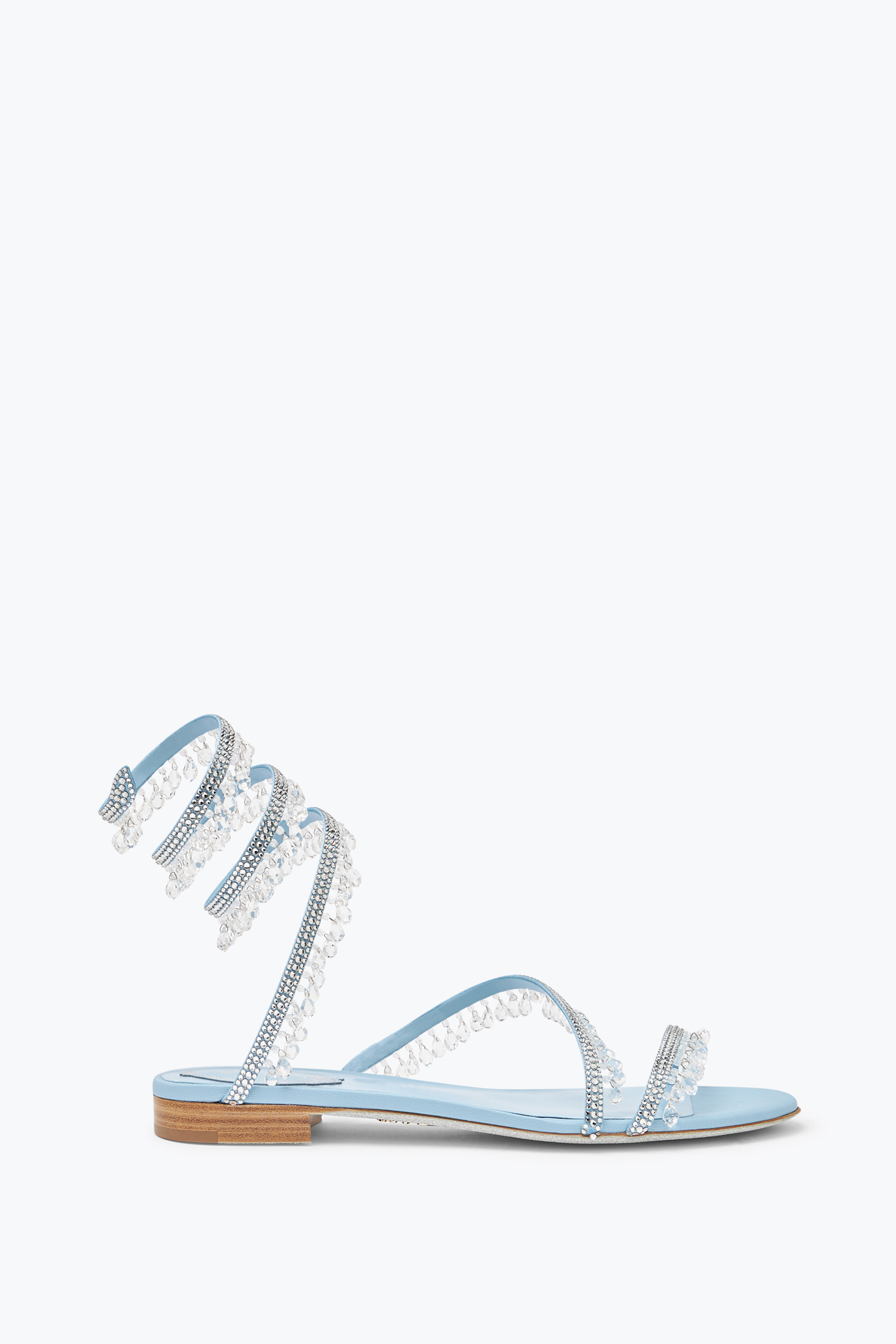 René Caovilla Chandelier Flat Light Blue Sandal 10
