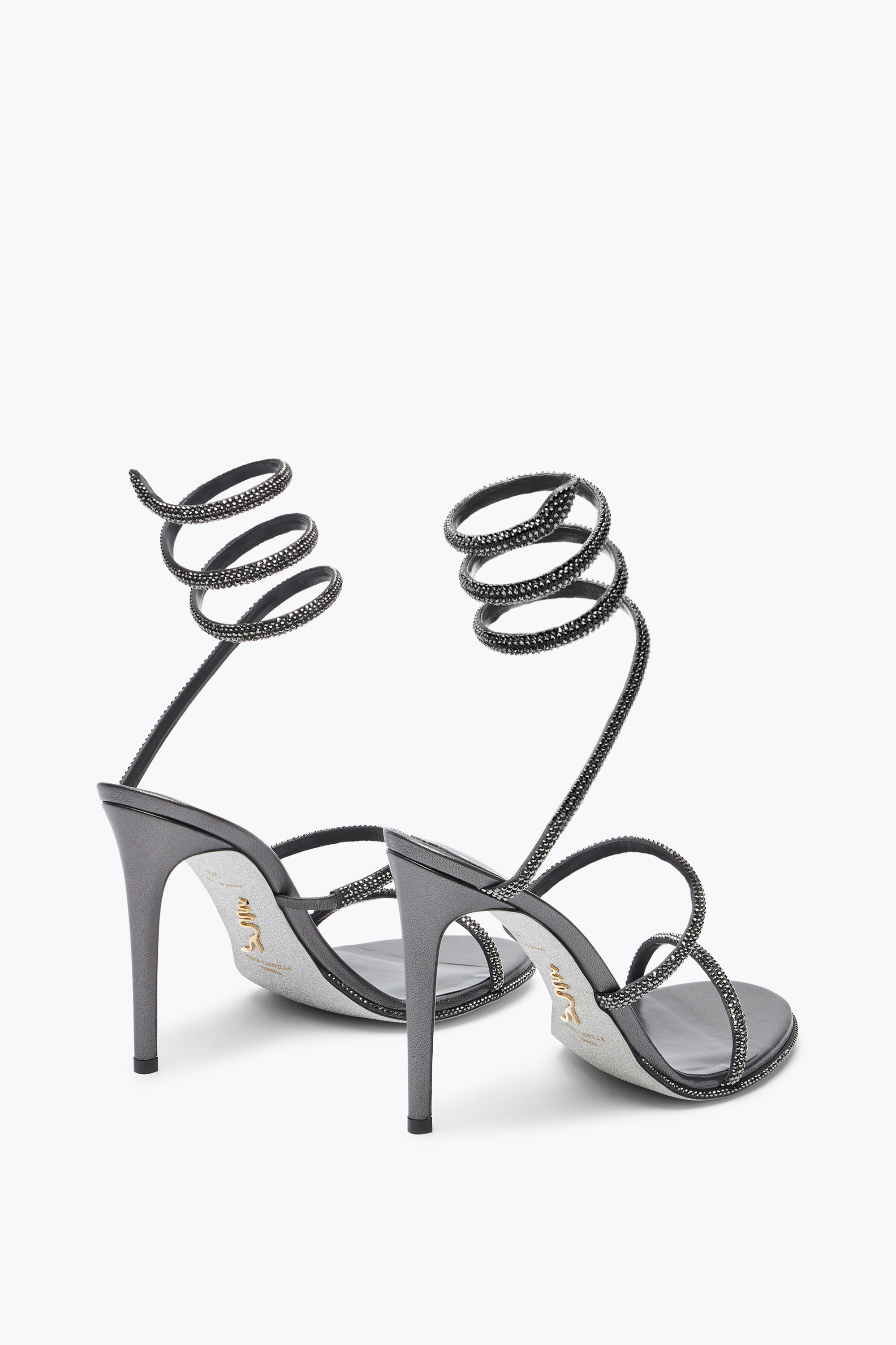 René Caovilla Cleo Anthracite Sandal With Crystals 105