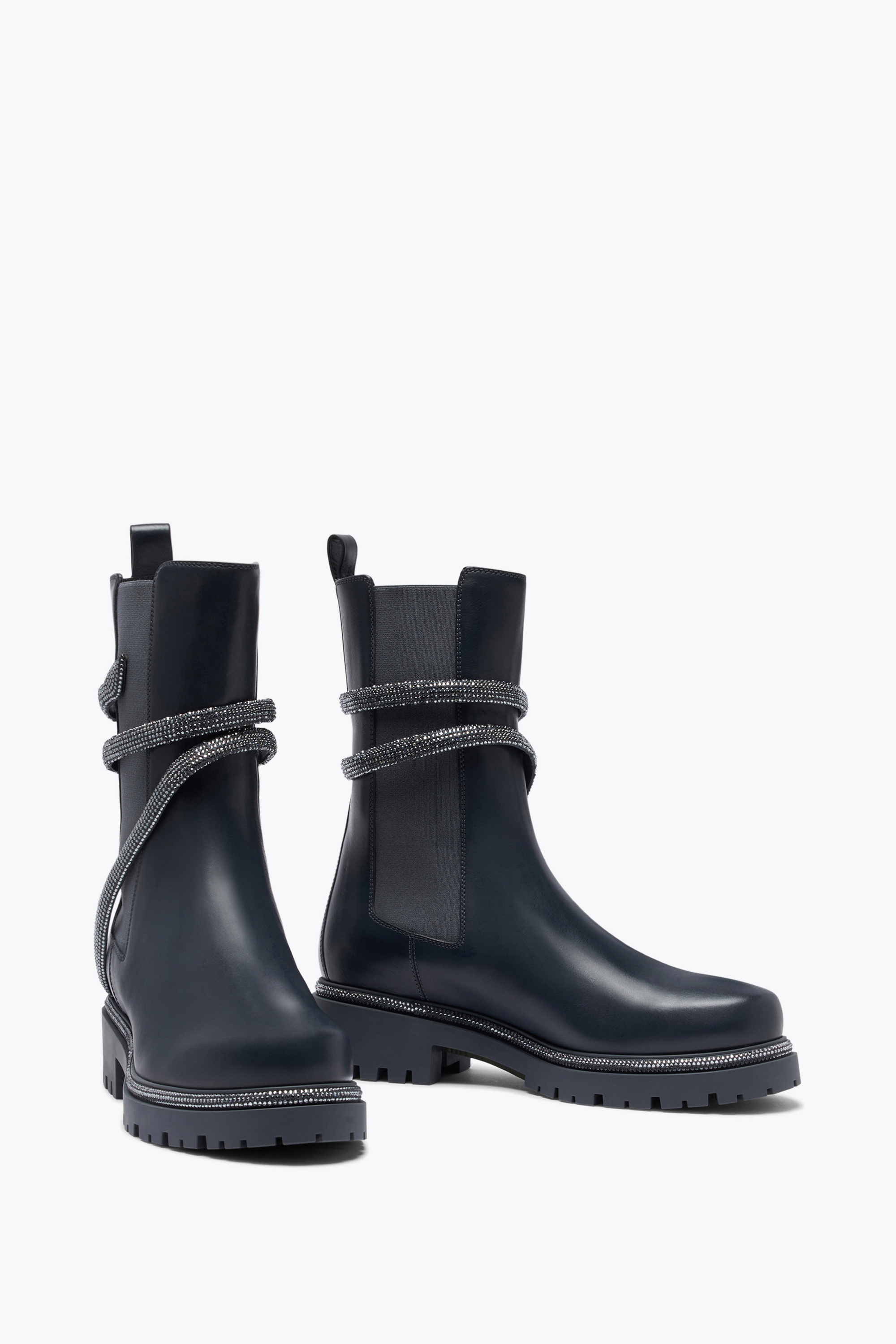 René Caovilla Cleo Crystal Black-silver Bootie 25