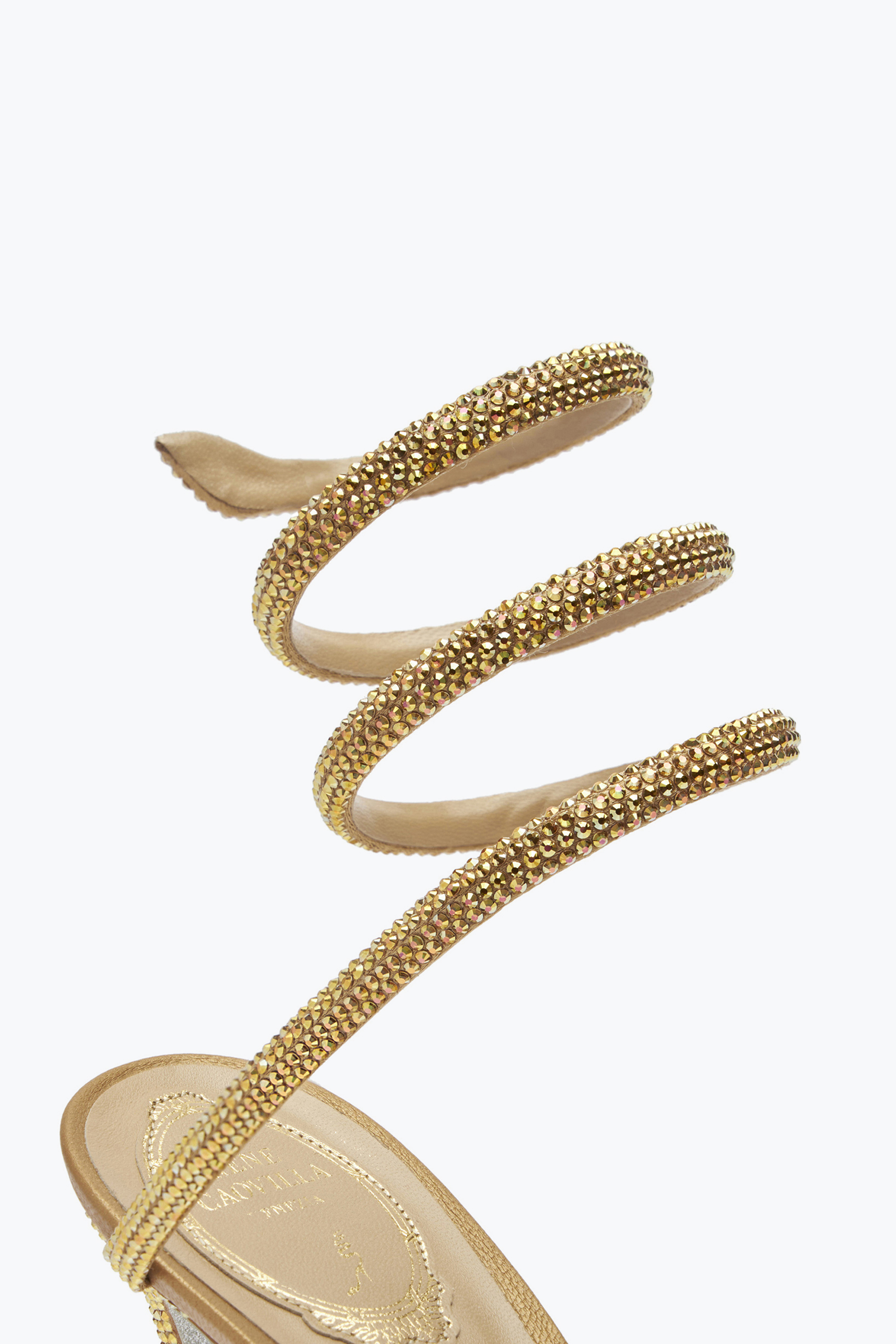 René Caovilla Cleo Crystal Champagne Open-back Pump 105