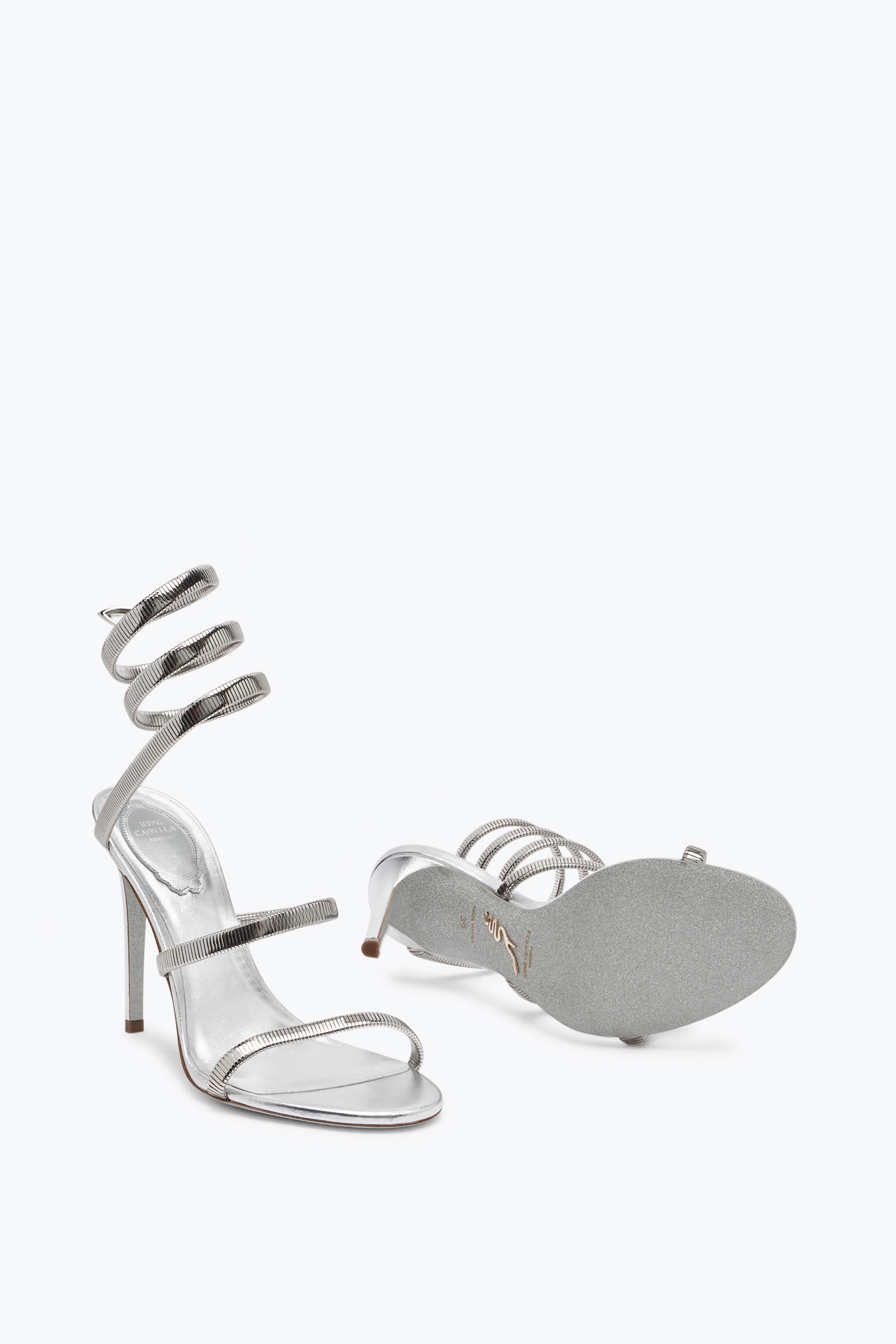 René Caovilla Juniper 105 Metallic Sandas In White