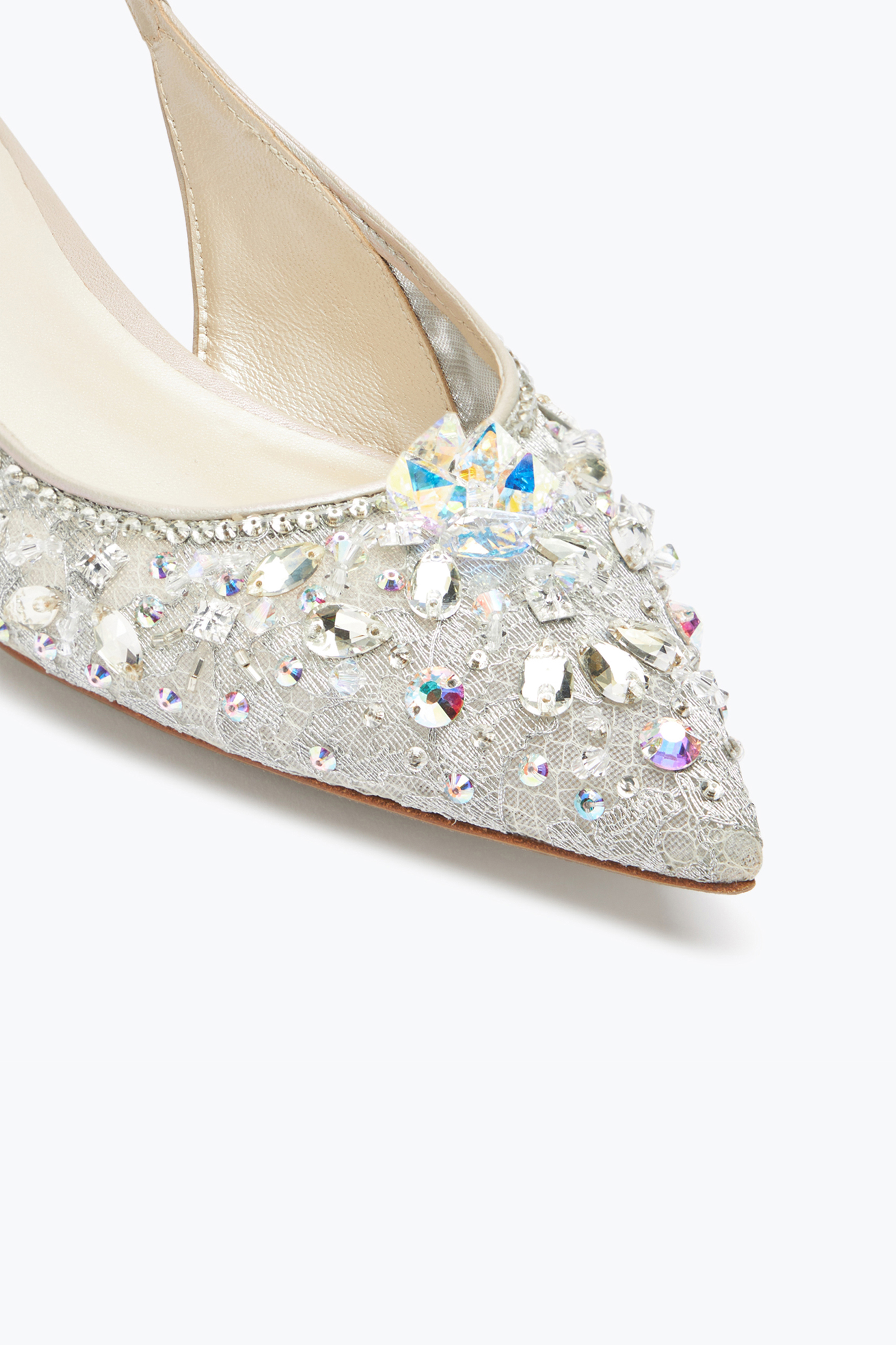 René Caovilla Grey Flat Slingbacks Cinderella