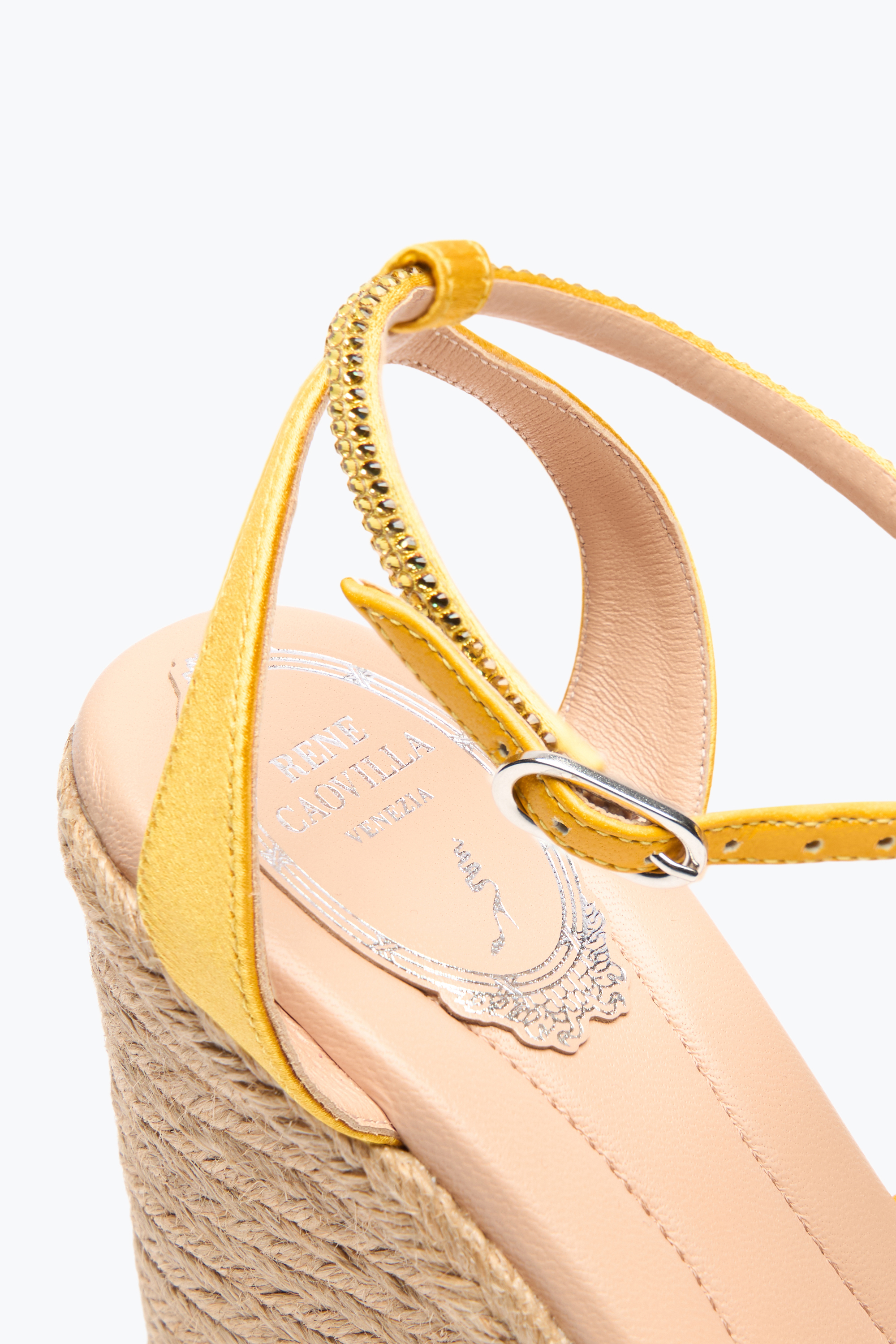 René Caovilla Caterina Yellow Wedge Sandal 120