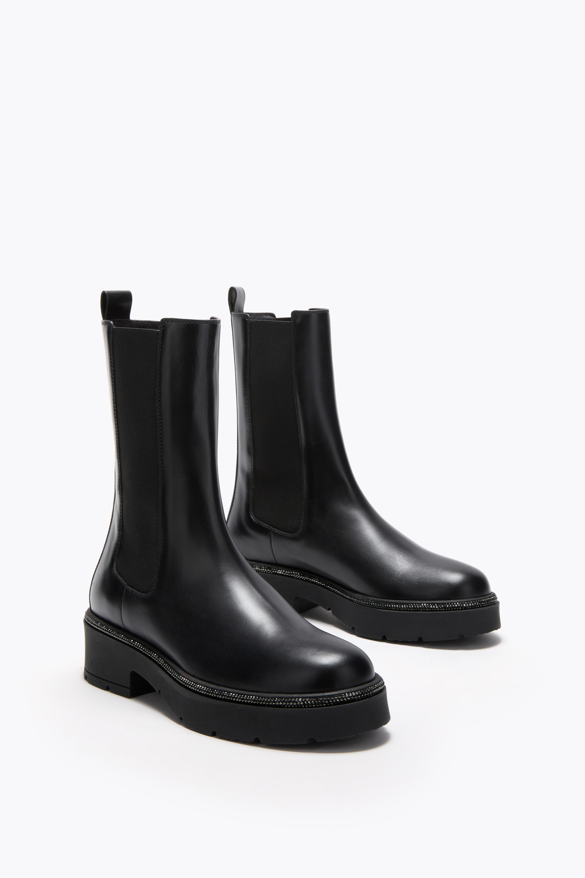 René Caovilla Bika Black Ankle Boot With Crystals 50 In Black